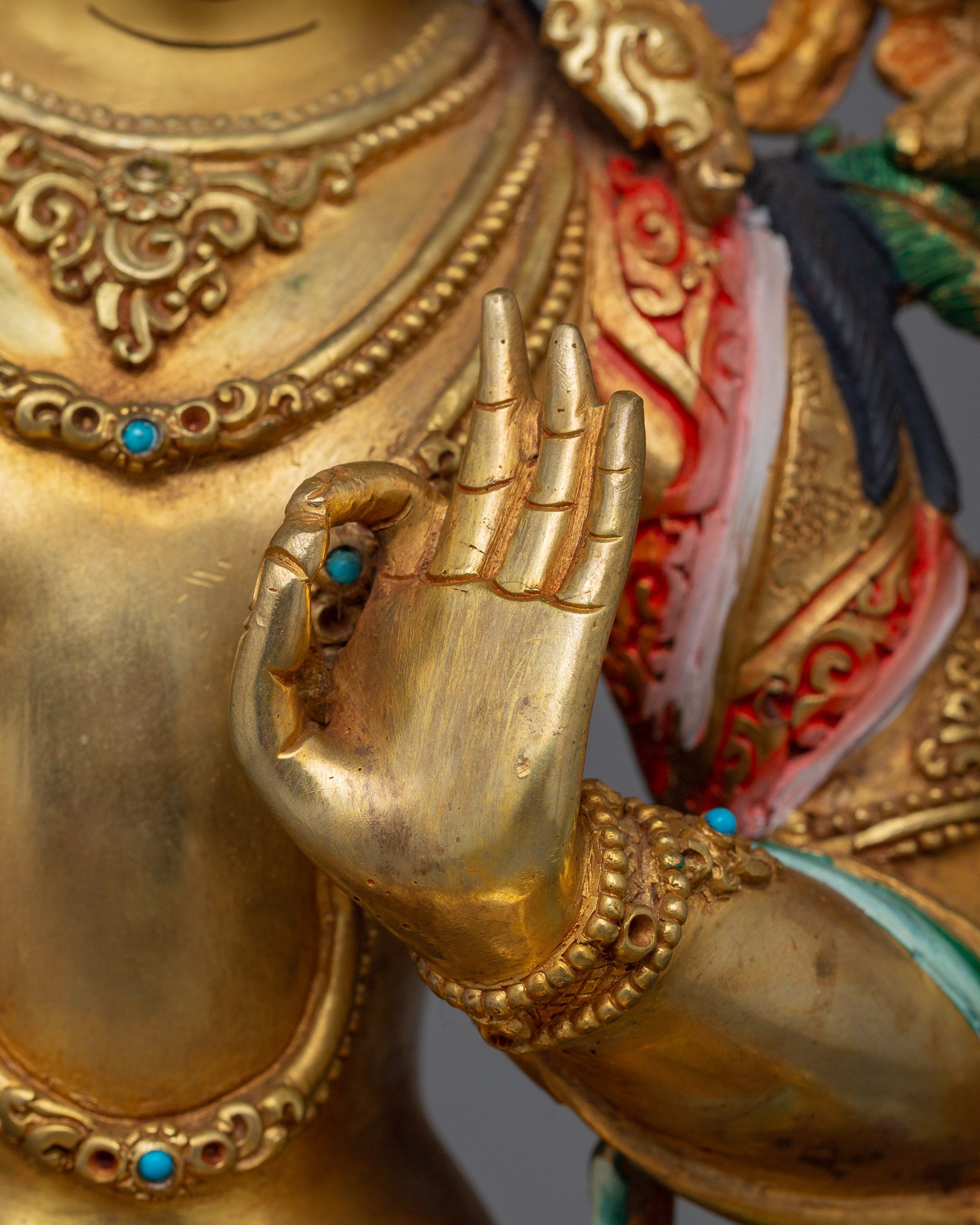 Manjushri with Beautiful Gemstones Statue | Embodiment of Wisdom and Enlightenment