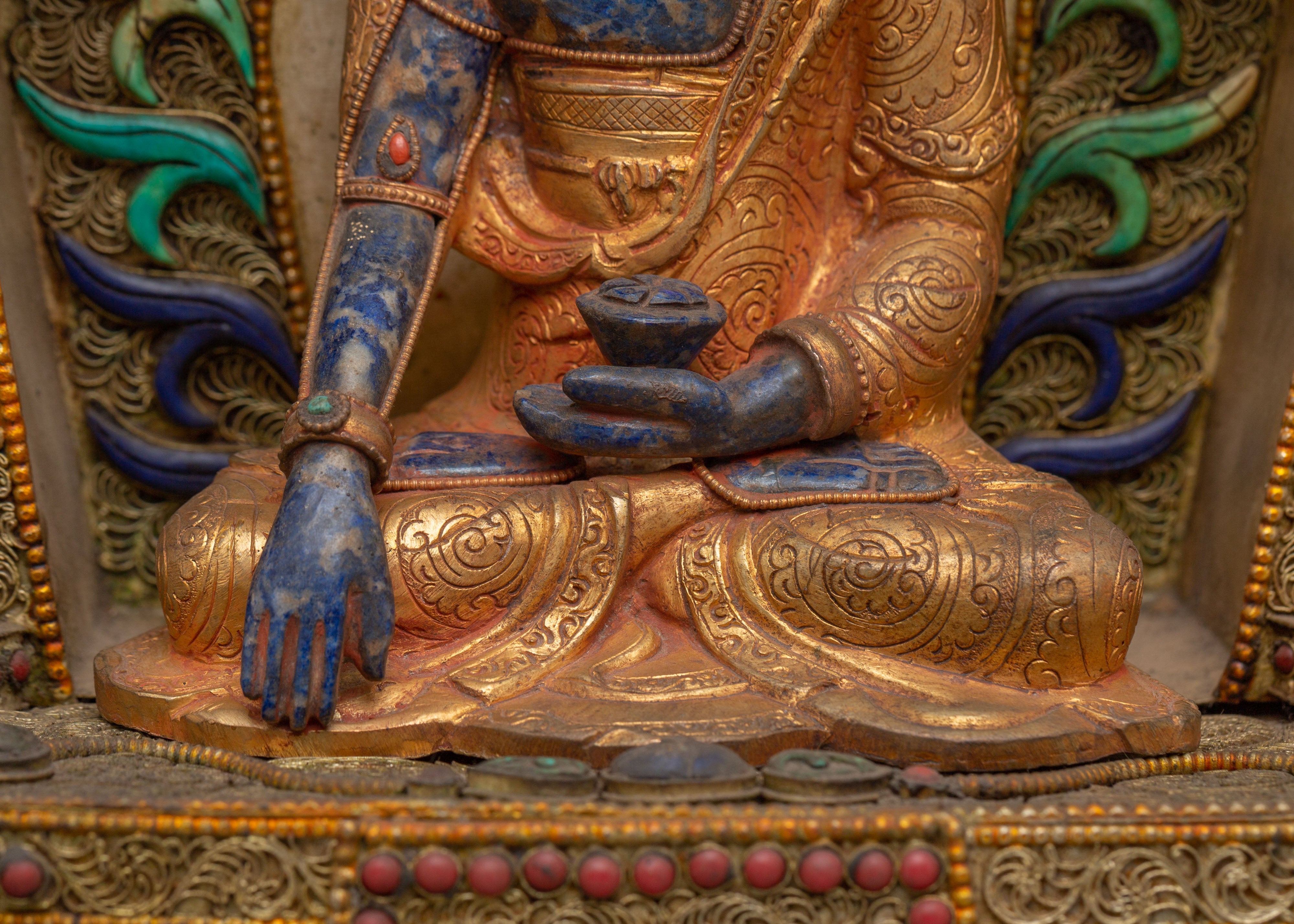 Crown Shakyamuni Buddha With Altar Box | Handcrafted Spiritual Artwork for Meditation and Home Decor