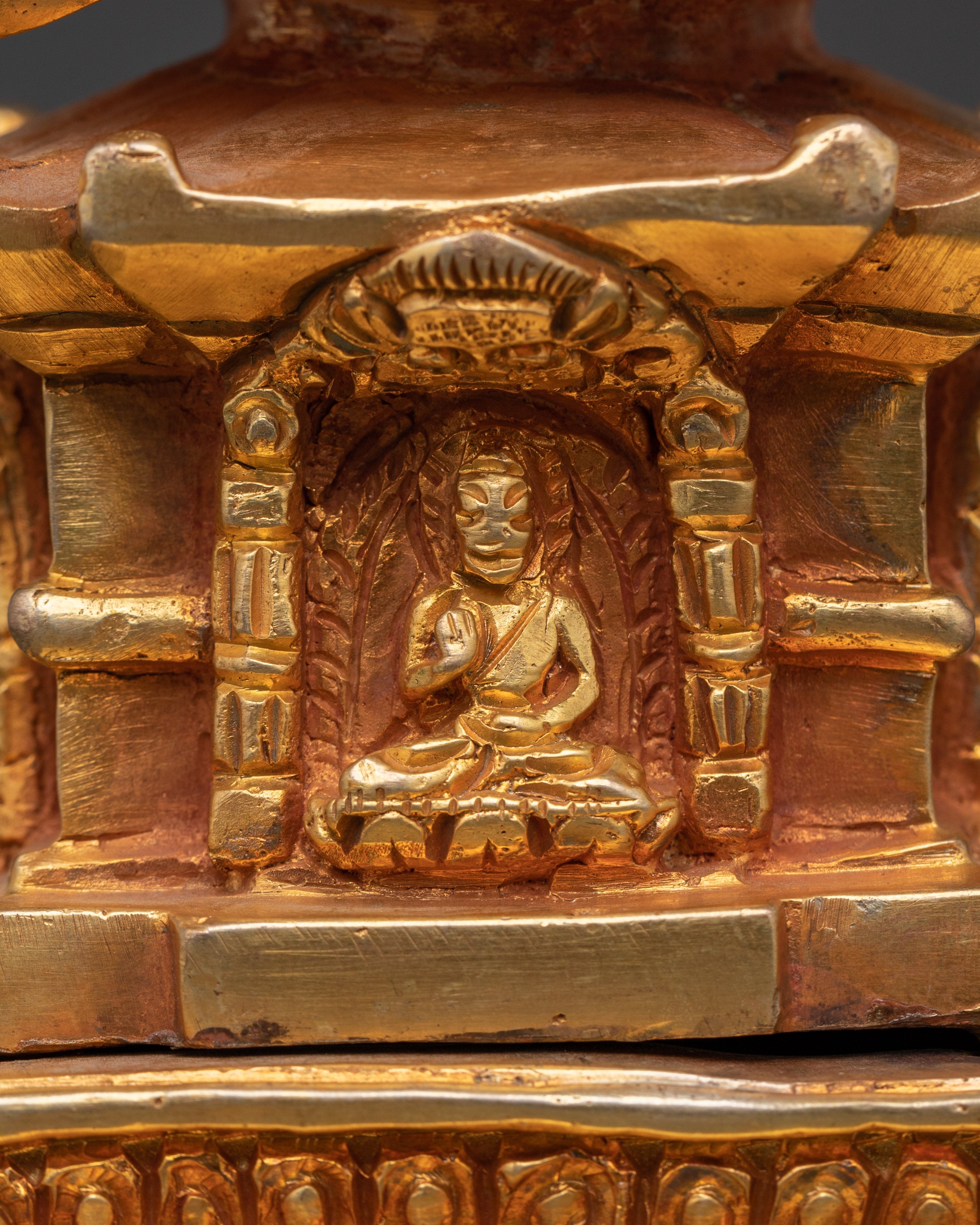 Copper Stupa with Gold Plating | Spiritual Decor