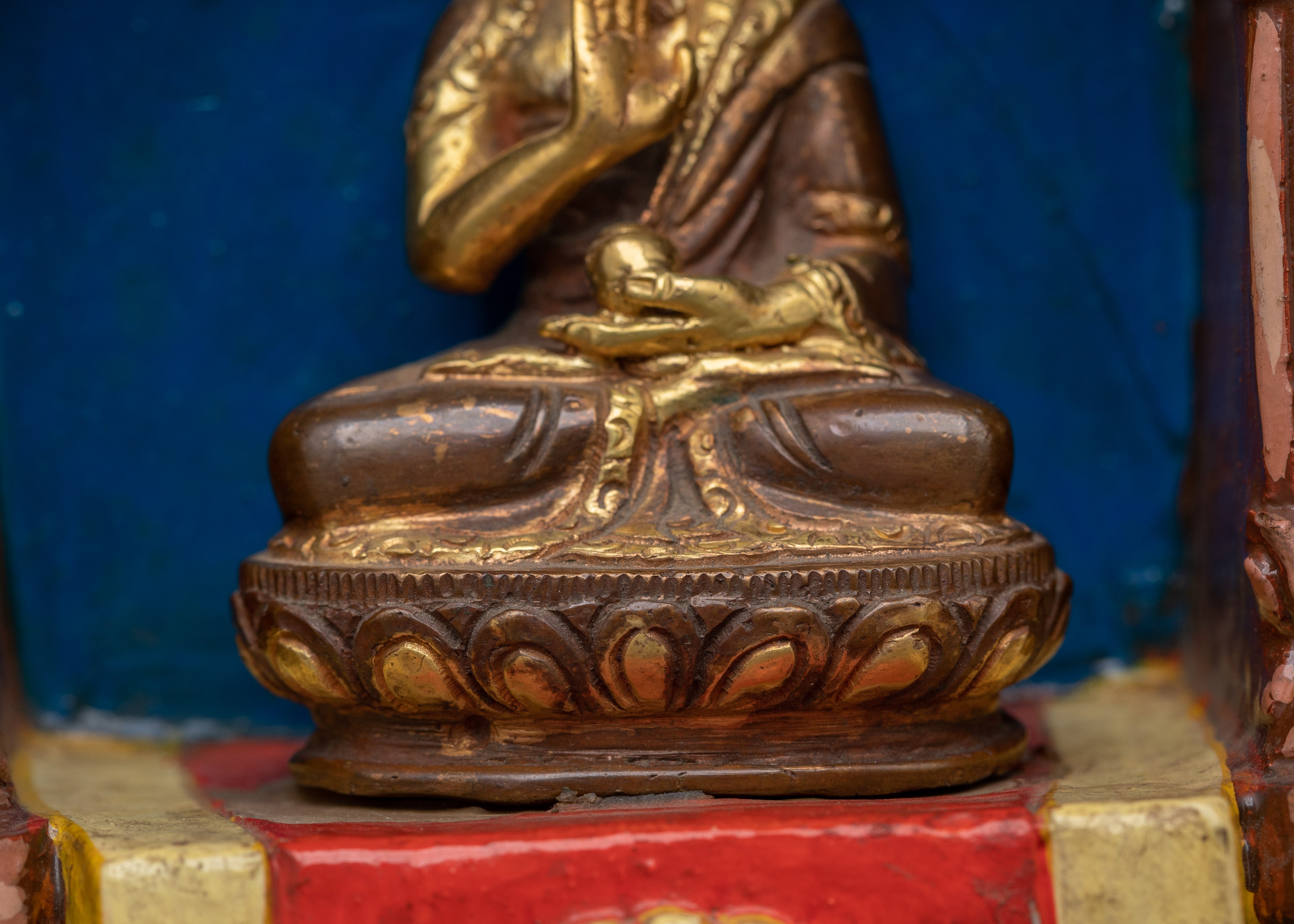 Handcrafted Altar Box with Buddha Statue | Wooden Meditation Shrine, Spiritual Decor