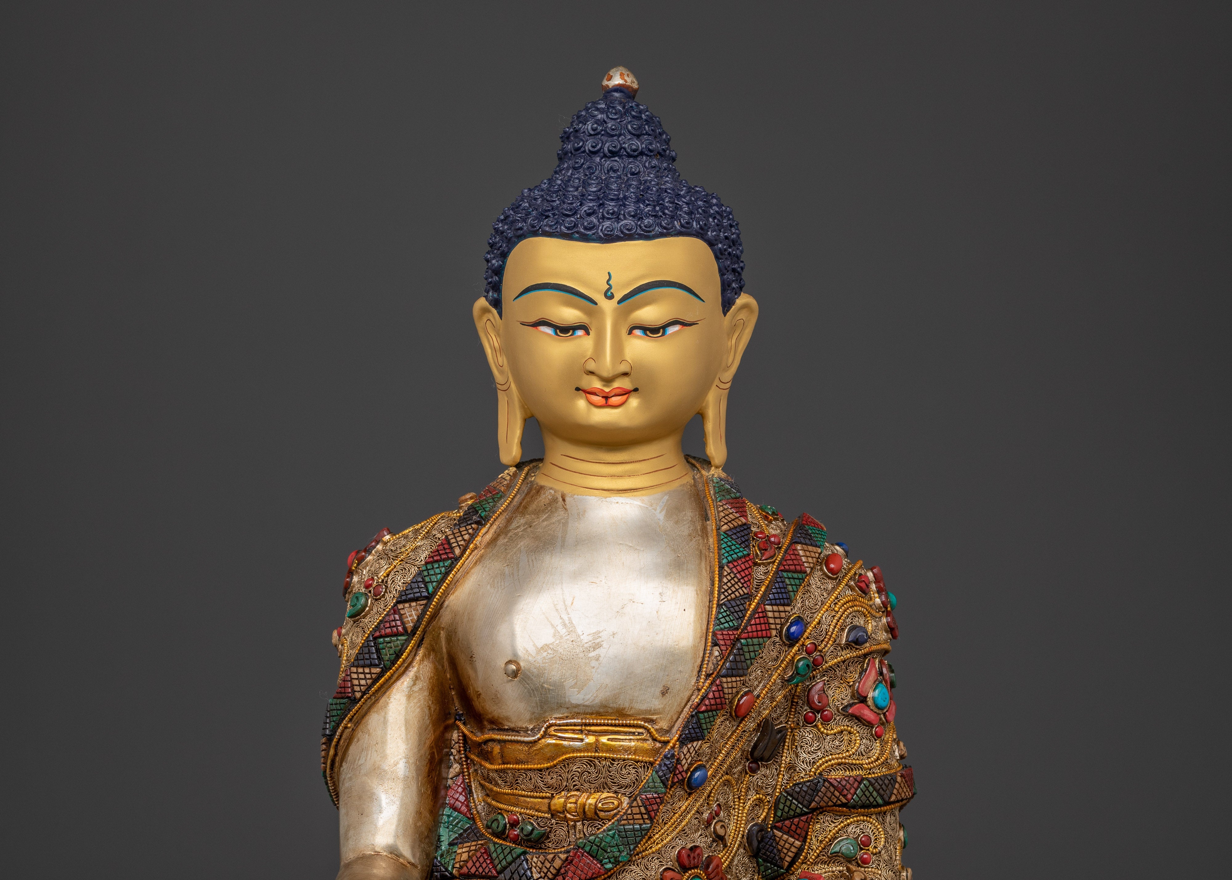 Shakyamuni Buddha Handcrafted Statue | Gold-Plated Tibetan Sacred Art