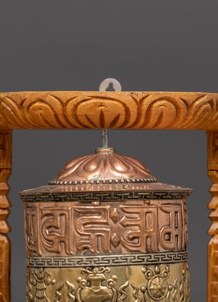 Buddhist Sacred Prayer Wheel | Sacred Wood Frame