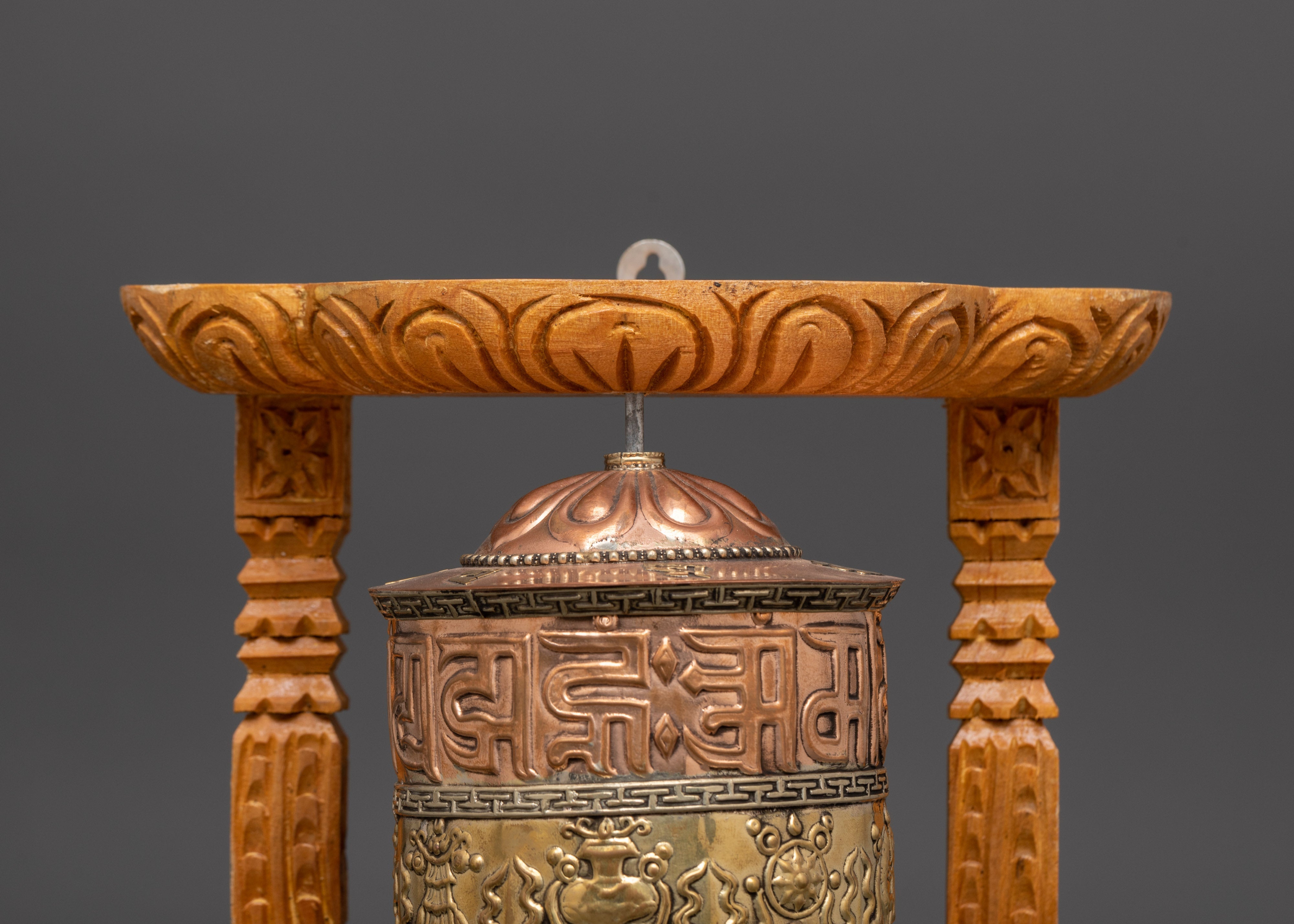 Buddhist Sacred Prayer Wheel | Sacred Wood Frame