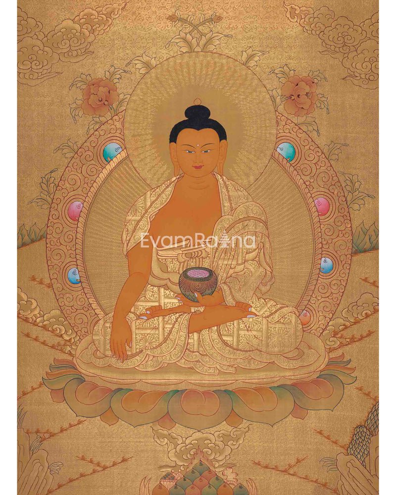 Original Hand-Painted 24K Gold Shakyamuni Buddha