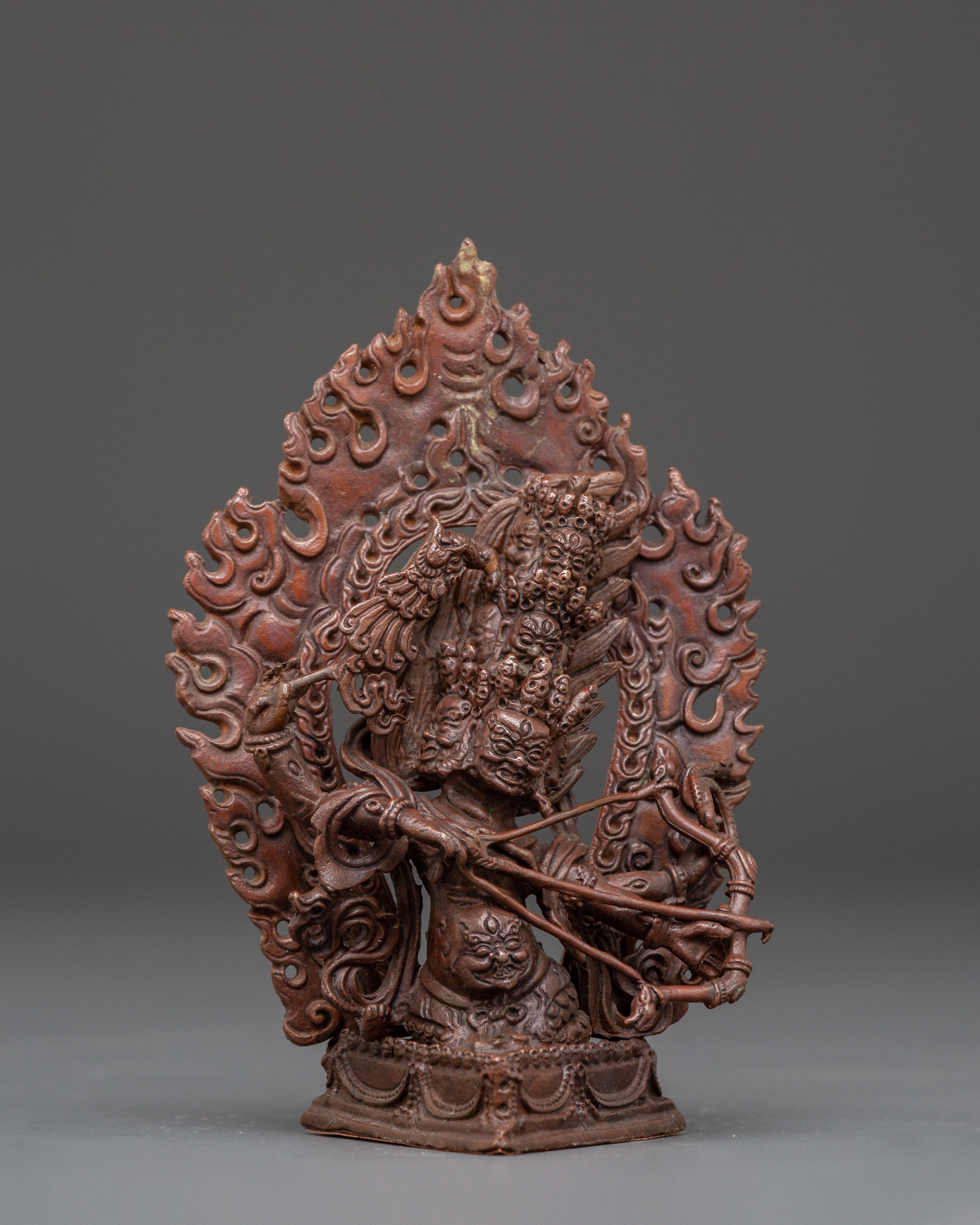 Sacred Dharma Protector Rahula Statue | Oxidized Copper Buddhist Deity Sculpture