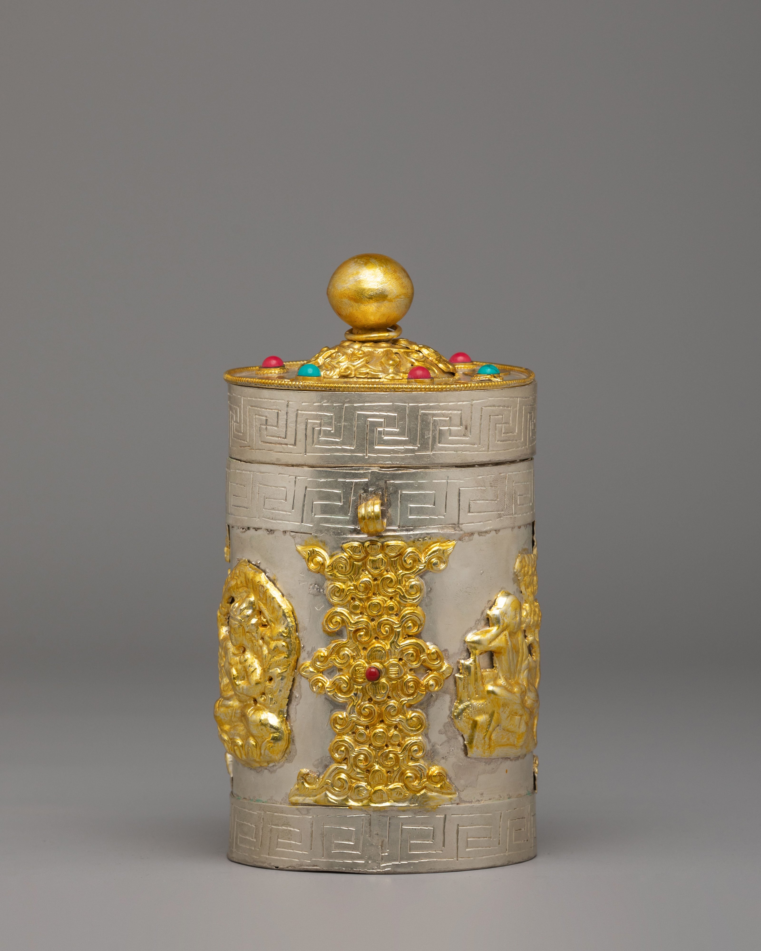 Handcrafted Himalayan Jewelry Box | Copper Box with Electro Gold and Silver Plating