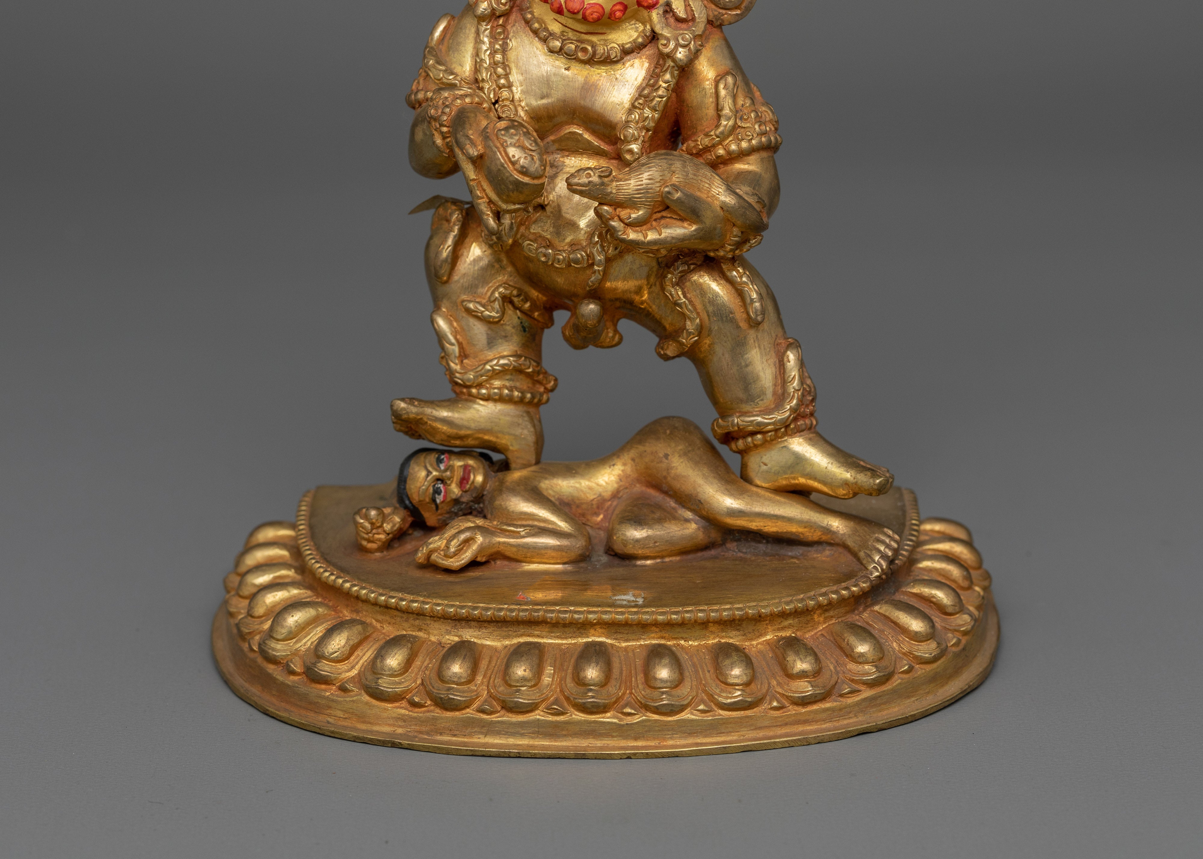 24K Gold Black Dzambhala Sculpture | Buddhist Protector of Wealth and Harmony