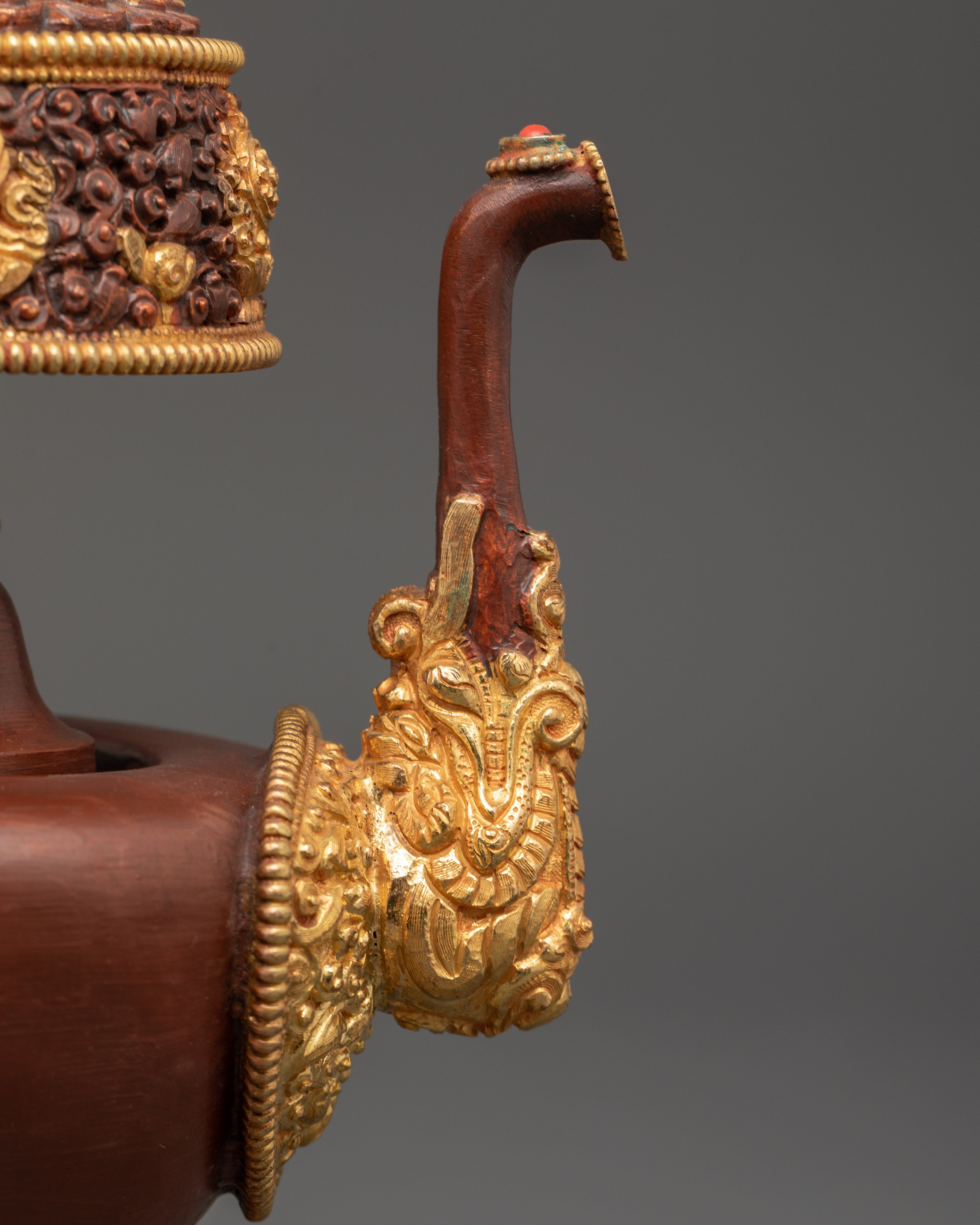 Gold-Plated Bhumba Ritual Set with Turquoise | Spiritual Decor