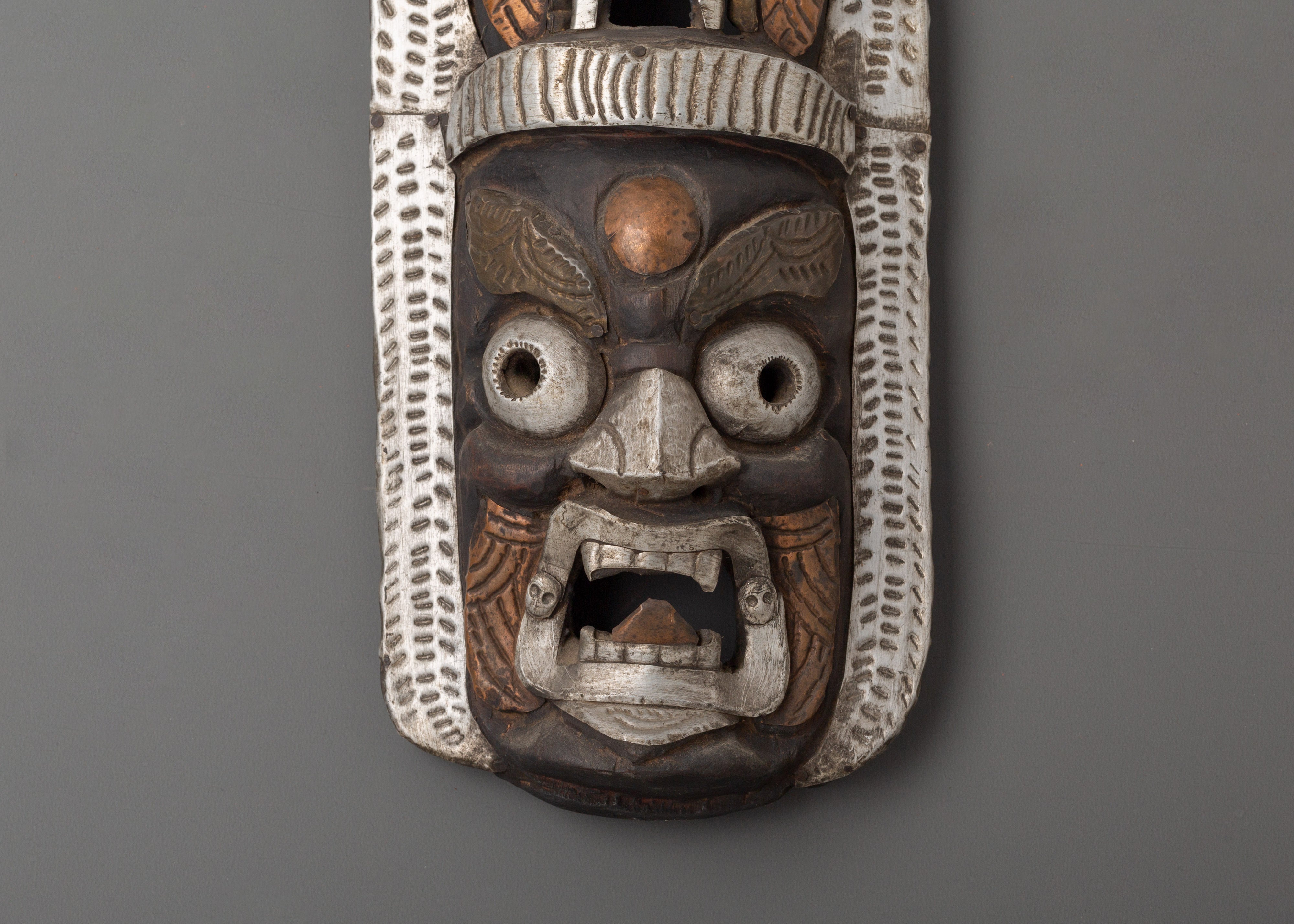 Tibetan Protector Wall Hanging Mask | Copper, Brass and Aluminum Deity Art