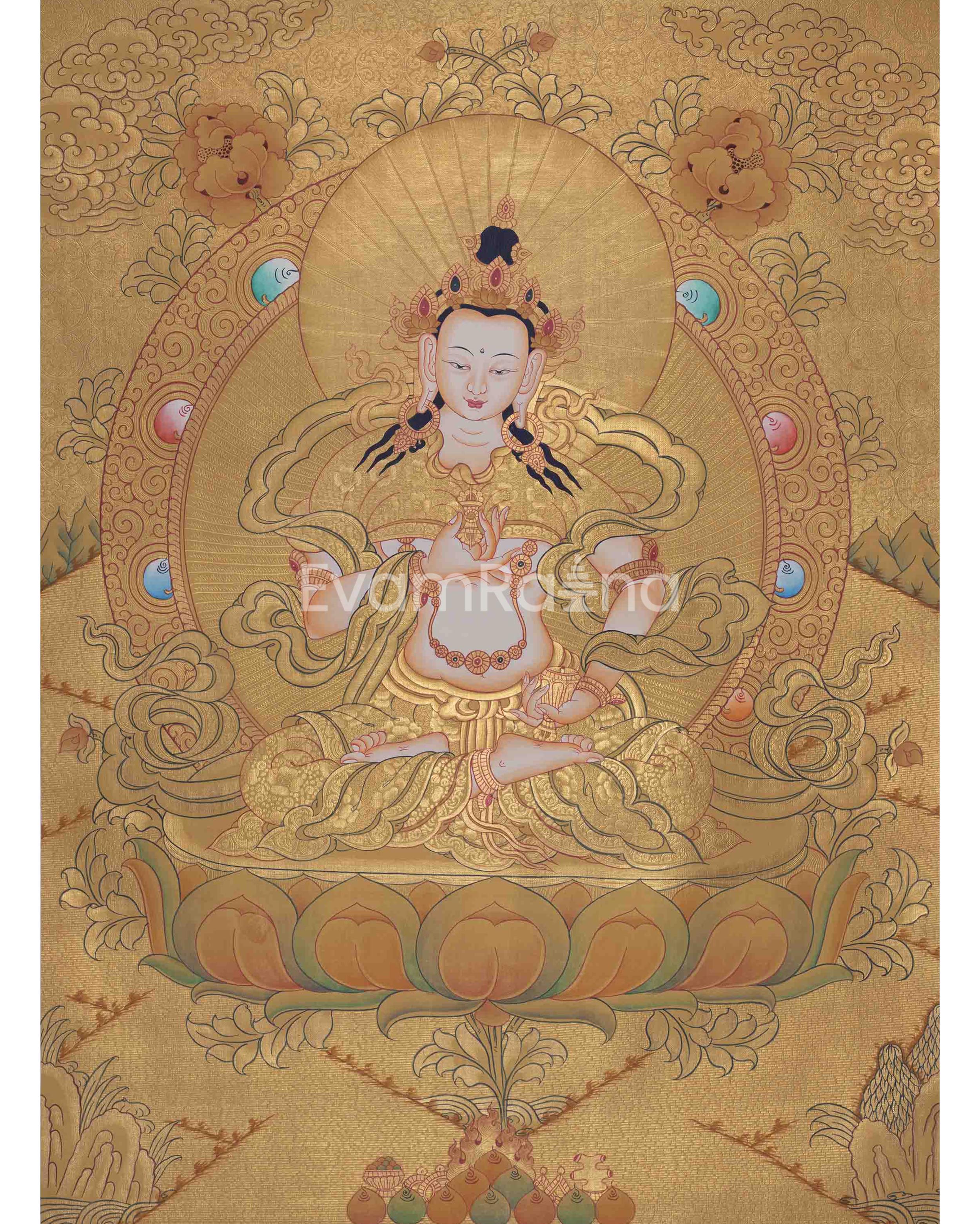 24K Gold Vajrasattva Thangka | Dorje Sempa | Tibetan Buddhism