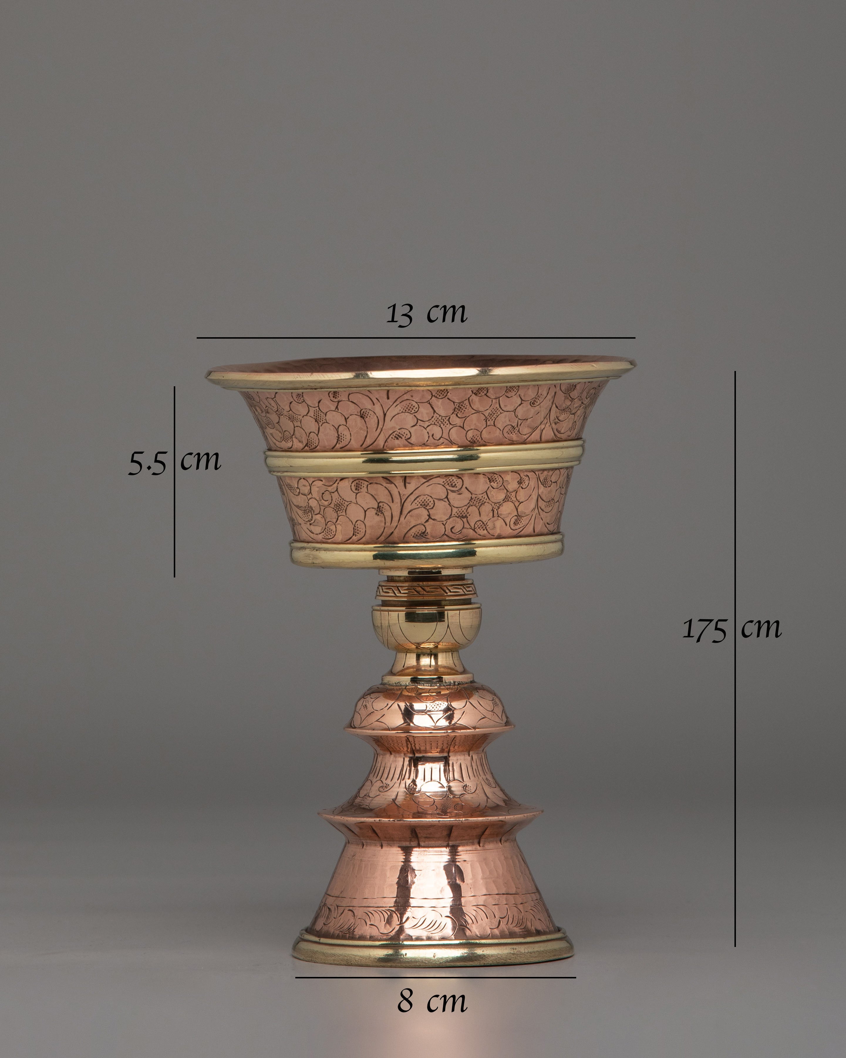 Tibetan Sacred Offerings Butter Lamp | Brass and Copper Ritual Light Offering