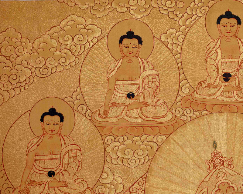 Full Gold Guru Rinpoche Thangka Painting | Hand-Painted Tibetan Buddhist Arts