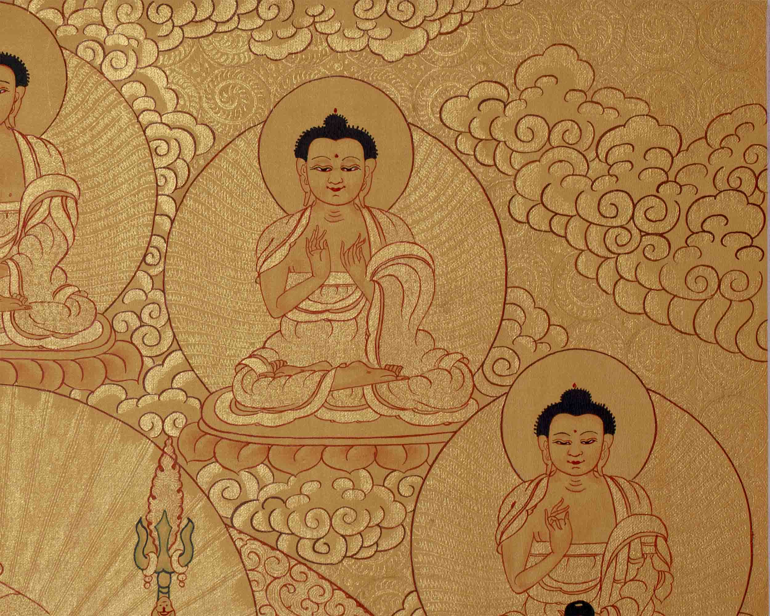 Full Gold Guru Rinpoche Thangka Painting | Hand-Painted Tibetan Buddhist Arts