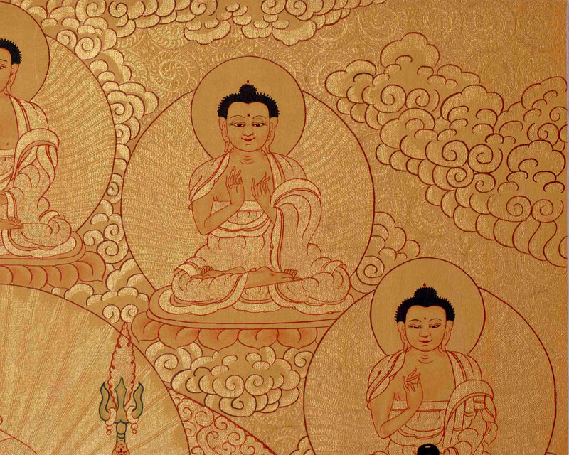 Full Gold Guru Rinpoche Thangka Painting | Hand-Painted Tibetan Buddhist Arts