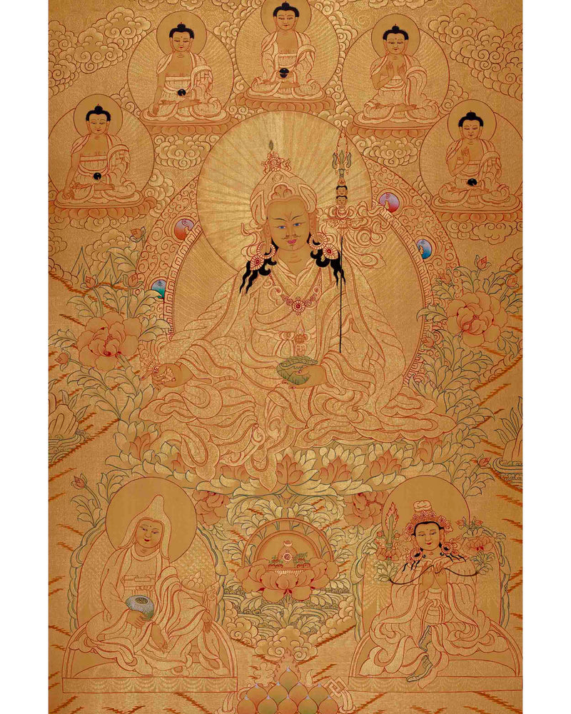 Full Gold Guru Rinpoche Thangka Painting