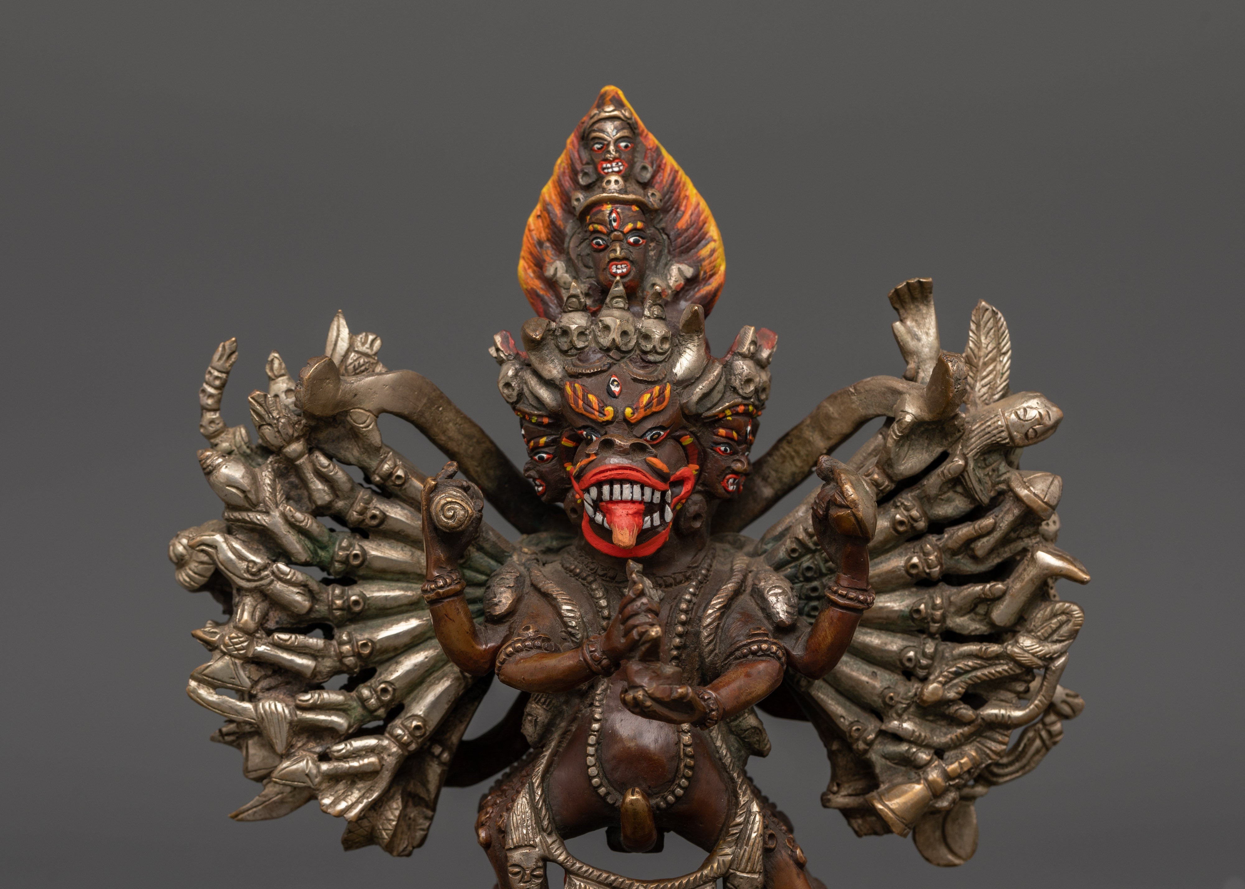 Silver-Plated Yamantaka Statue | Wrathful Buddhist Deity for Protection & Transformation