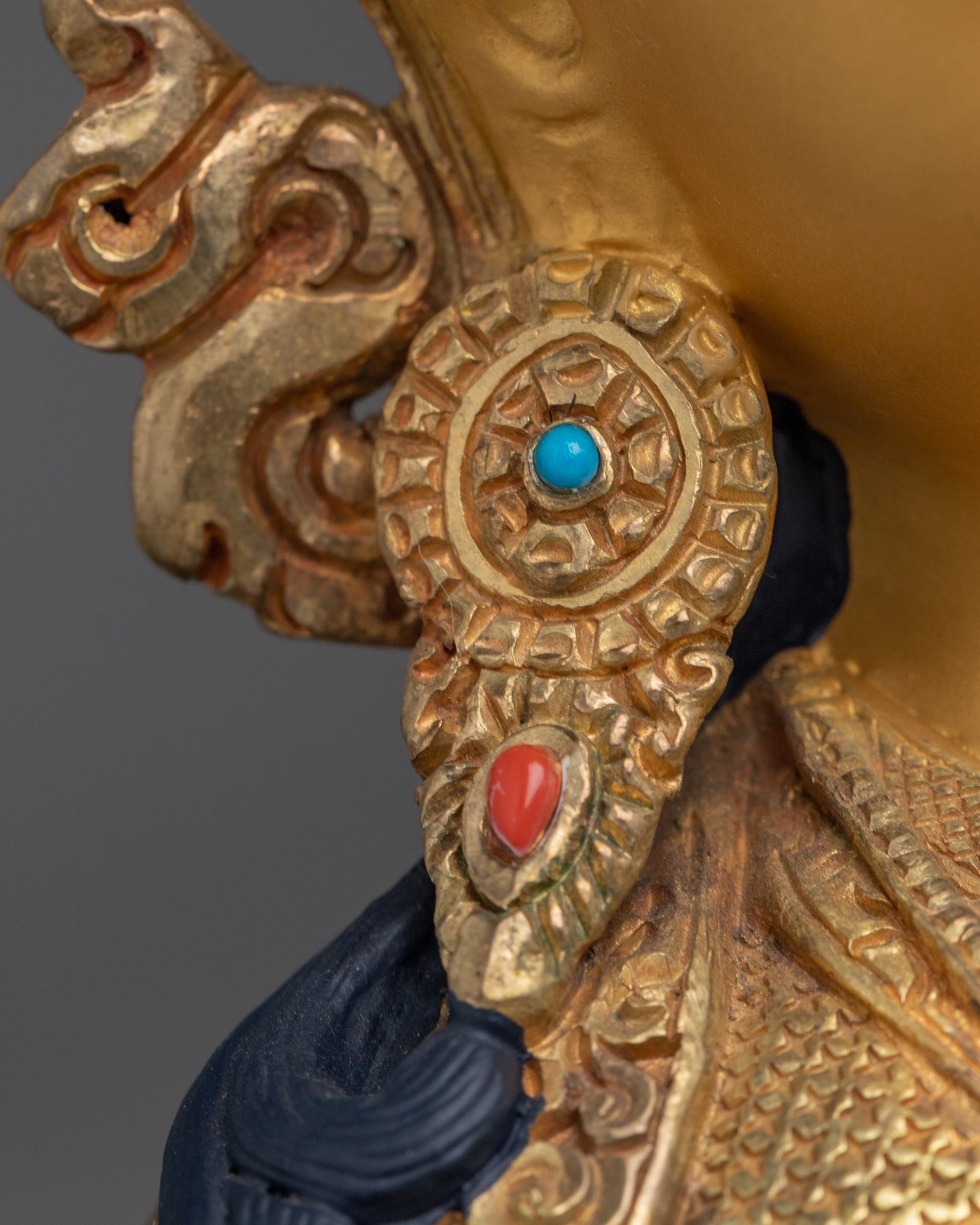 Guru Rinpoche Padmasambhava Copper Statue | 24K Gold Gilded Buddhist Sculpture