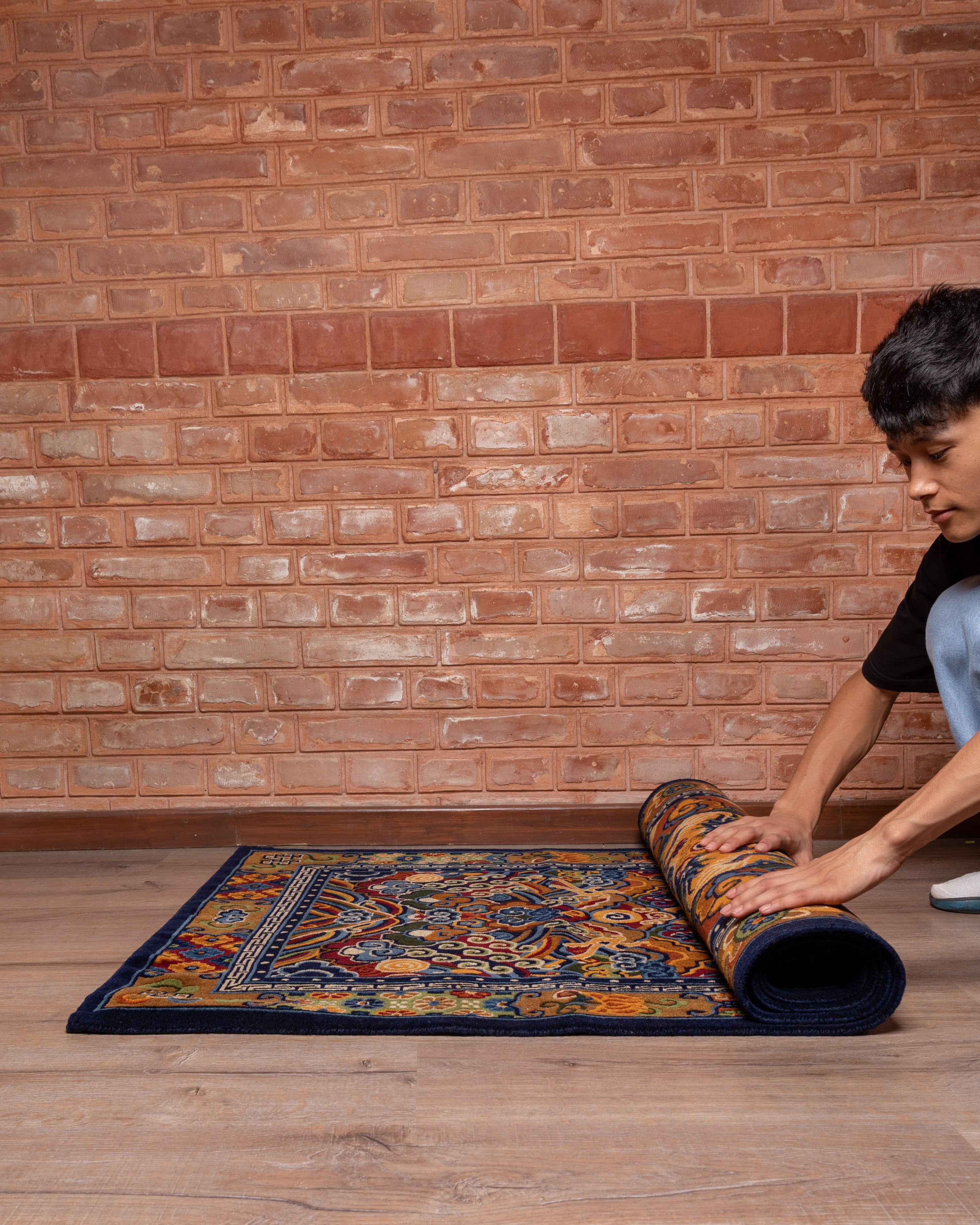 Handcrafted Tibetan Carpet | Traditional Wool Carpet with 200 Knots