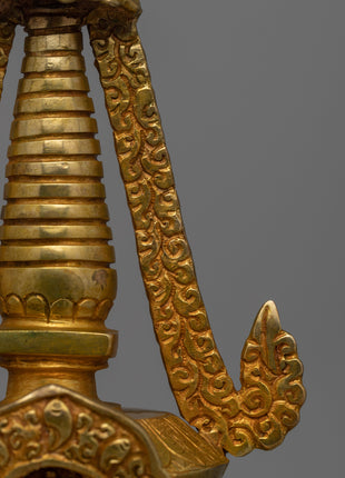 Exquisite Tibetan Stupa with Gold-Plated Buddha Figurine | Religious Tibetan Art