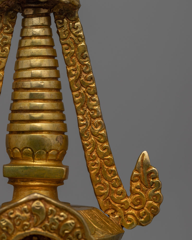 Exquisite Tibetan Stupa with Gold-Plated Buddha Figurine | Religious Tibetan Art