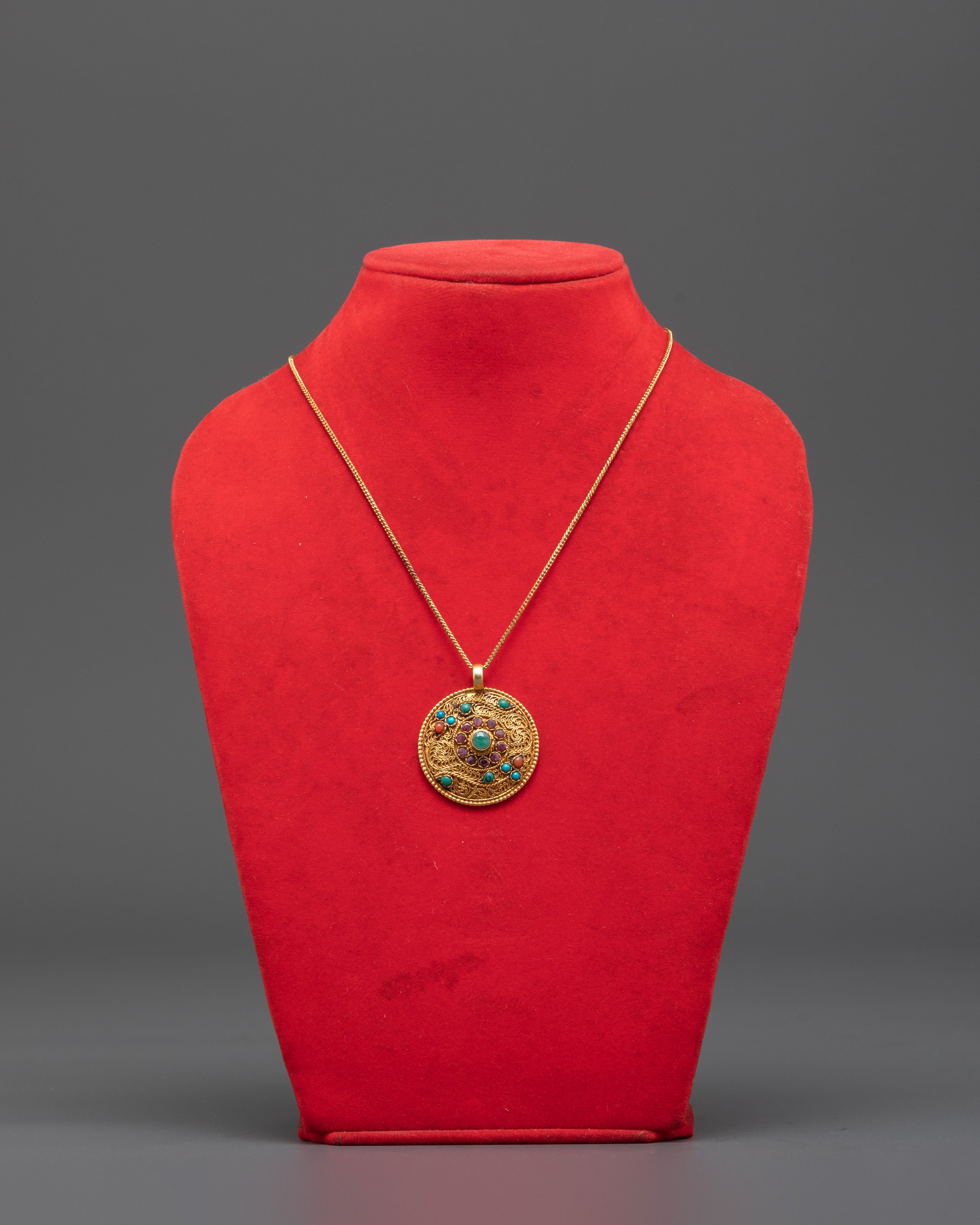 Silver and Gold-Plated Gemstone Pendant