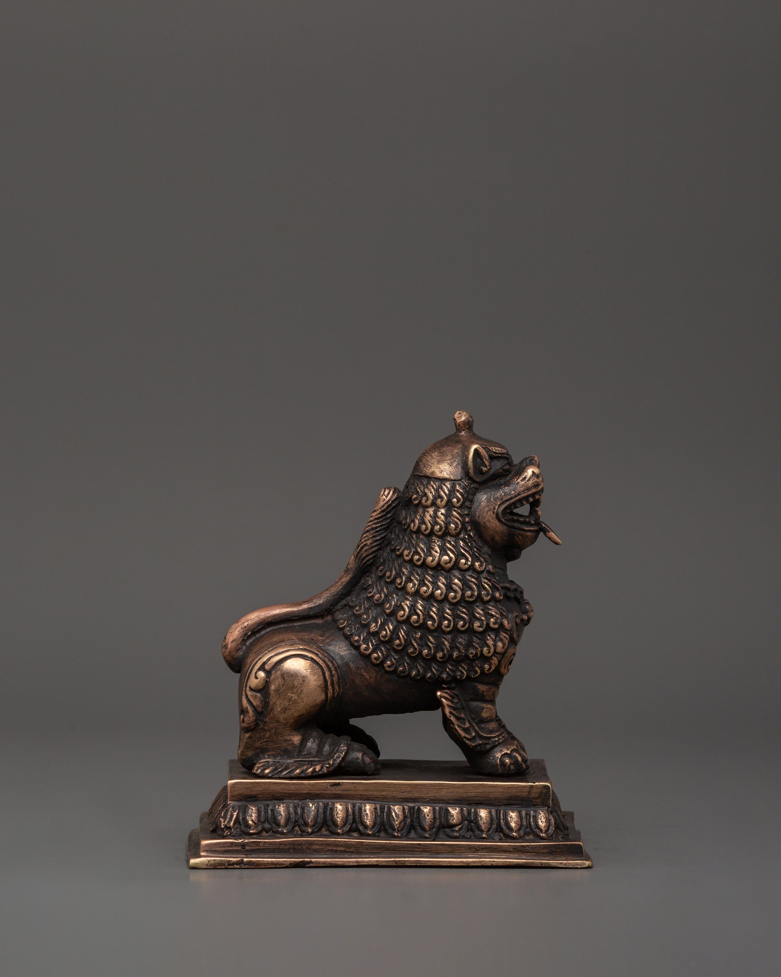 Copper Lion Set for Decor | Tibetan Guardian Lions