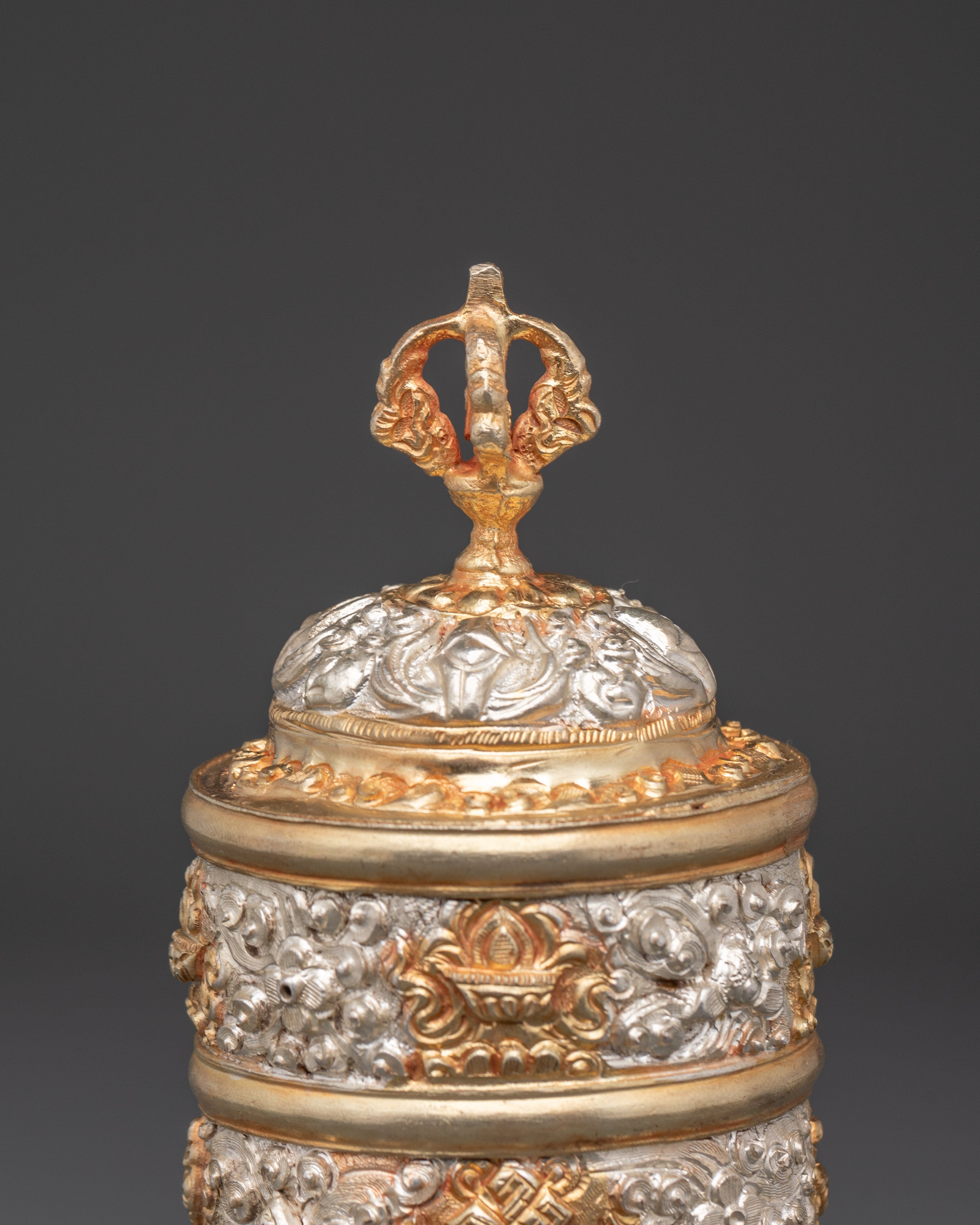 Handcrafted Tibetan Buddhist Rice Pot | Copper & Gold Plated Ritual Vessel