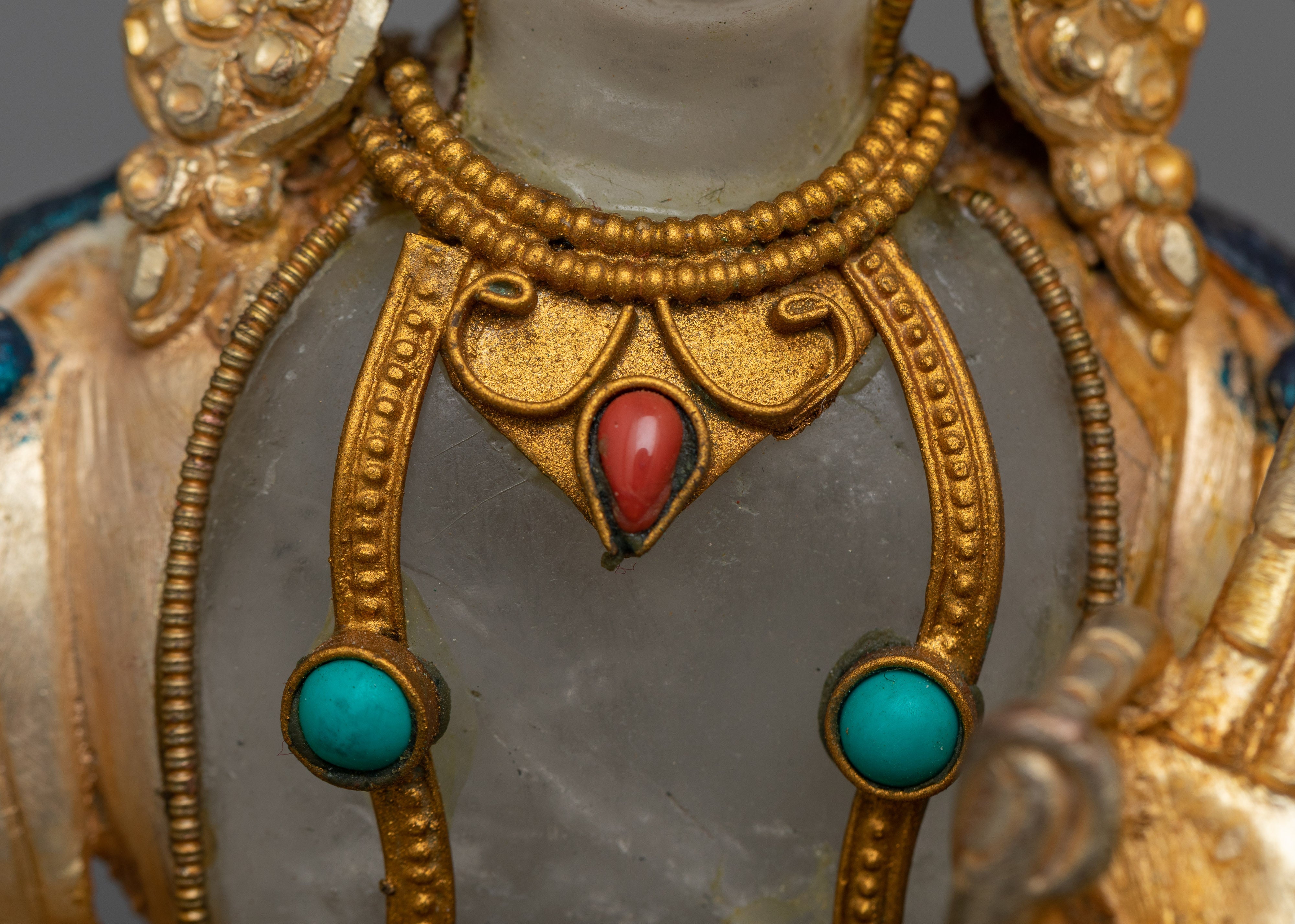 Crystal Manjushri Statue | Gold Electroplated Deity Sculpture