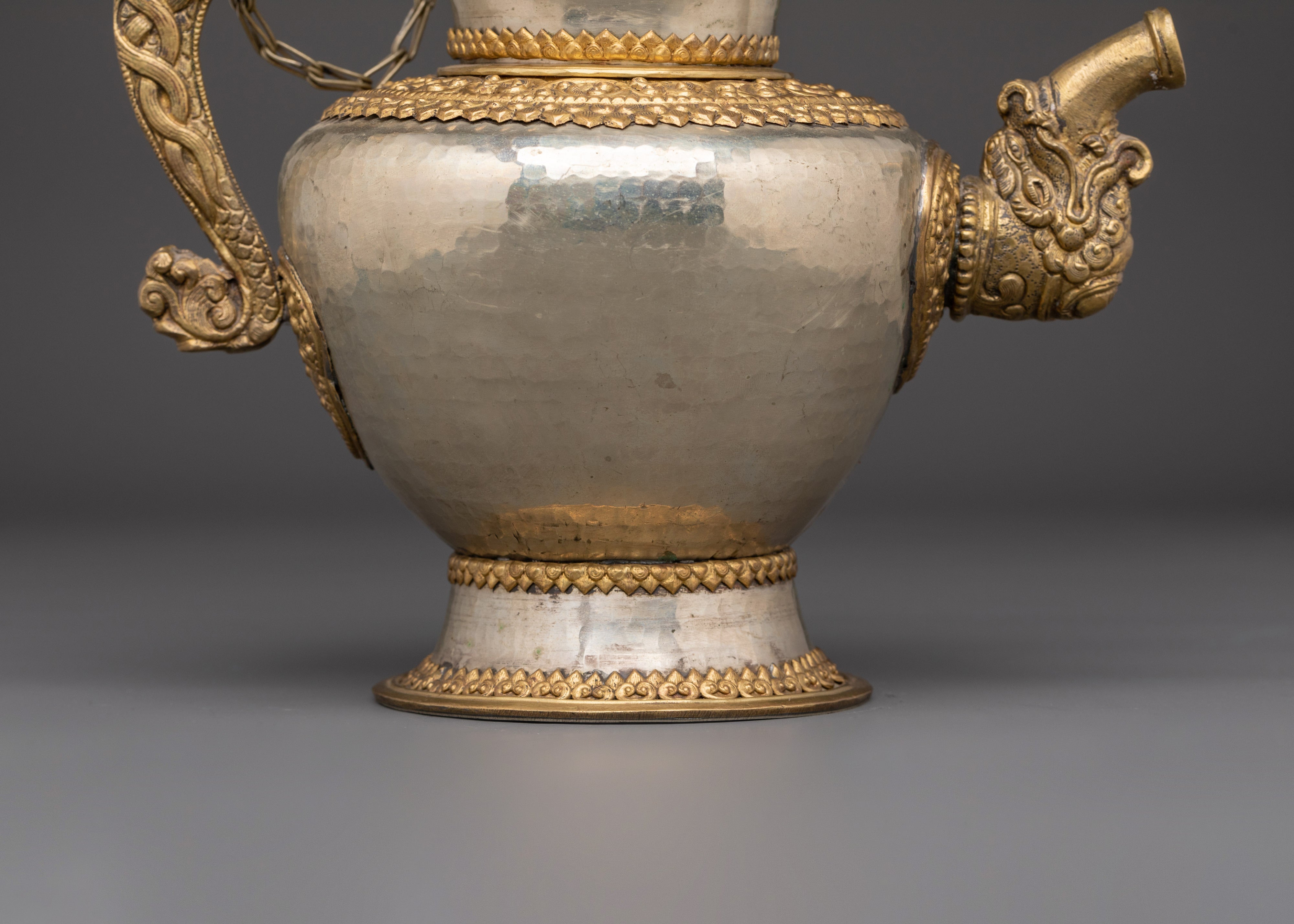 Brass Tea Pot with Motif Handle | Spiritual Decor & Ritual Offering Vessel