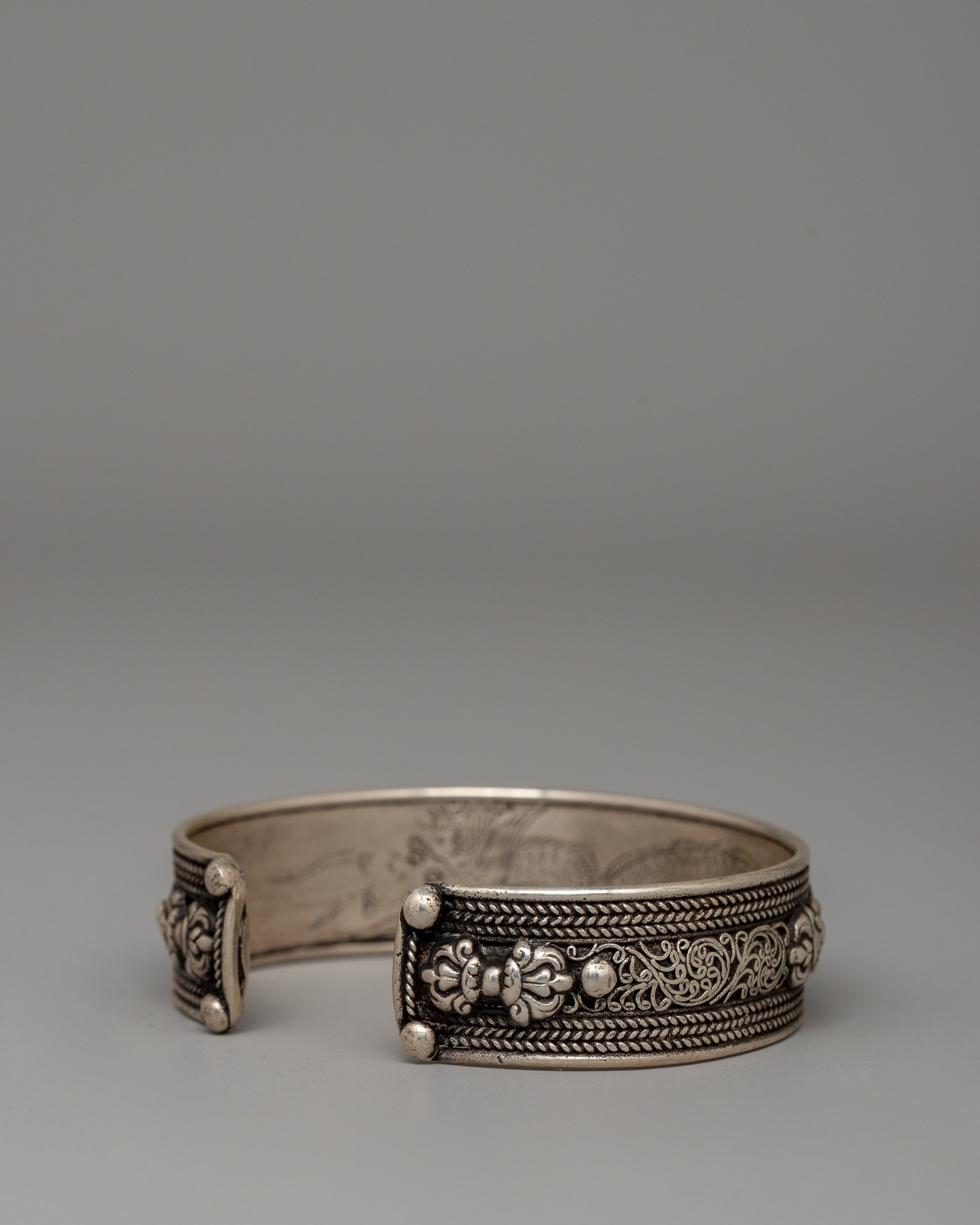 Sterling Silver Om Mani Padme Hum Bracelet |  Powerful Buddhist Jewelry for Protection & Peace