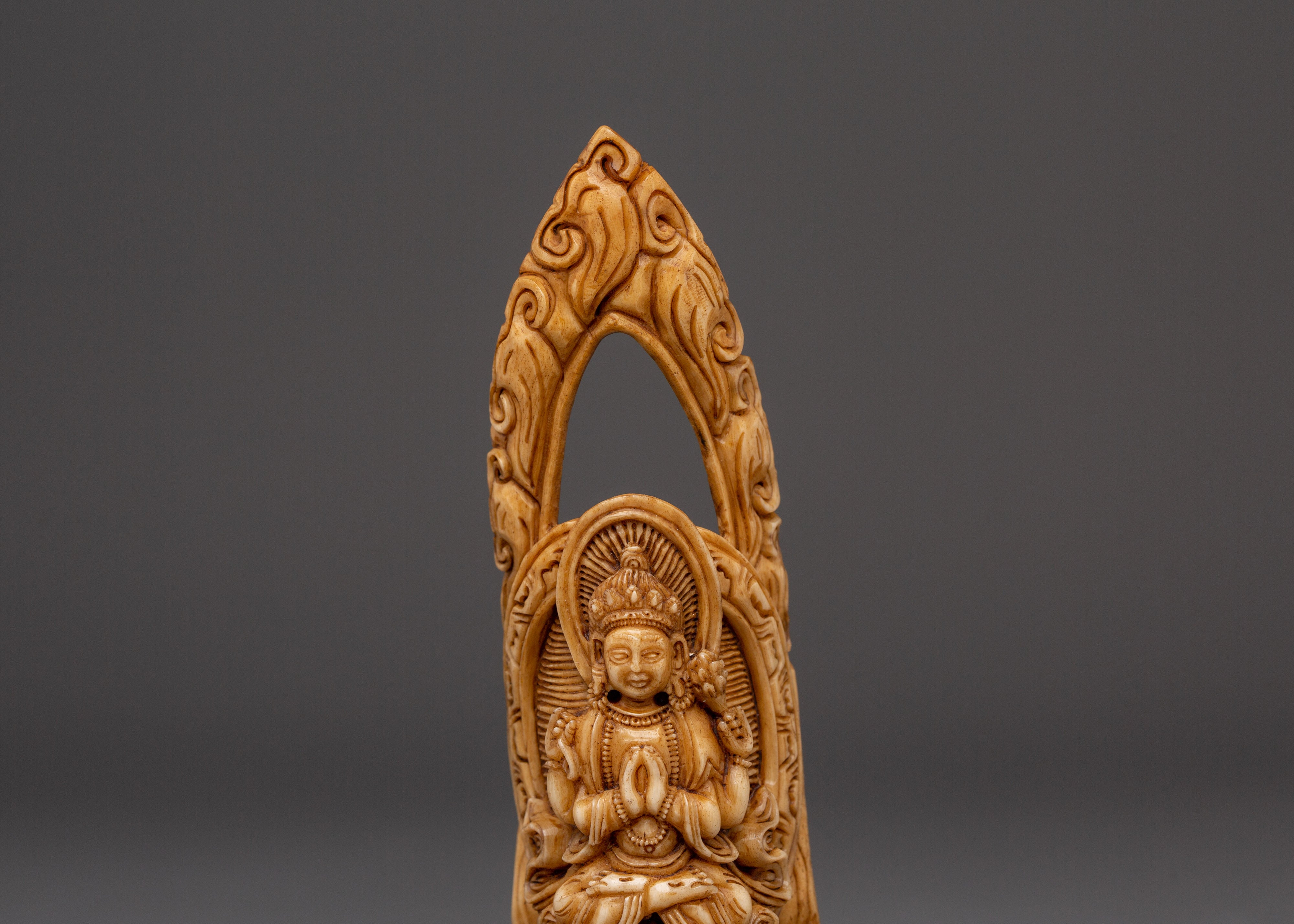 Chenrezig Bone Hand-carved Statue | Four-Armed Avalokiteshvara