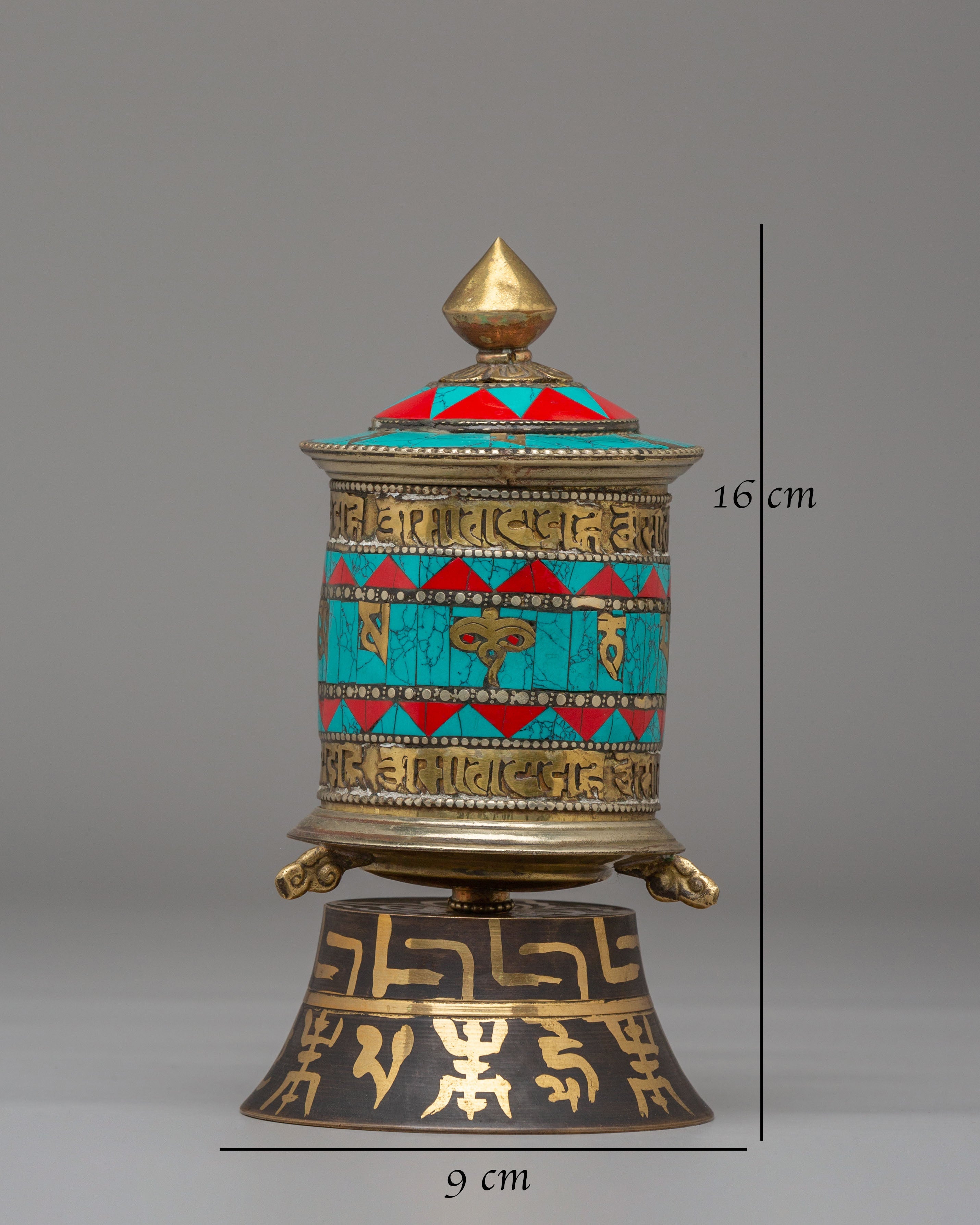 Tibetan Prayer Wheel with Mantras | Handcrafted Copper Mantra Wheel