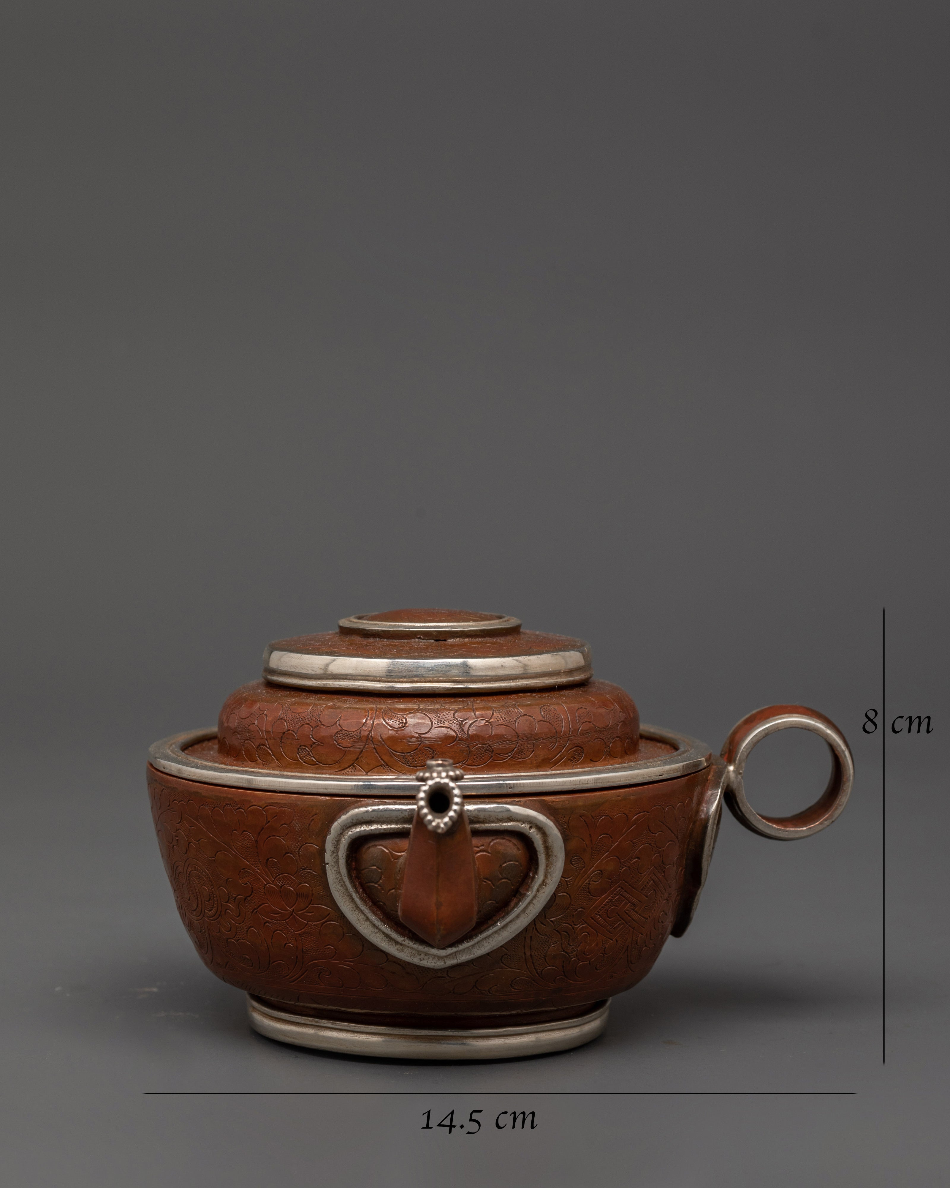 Spiritual Tibetan Water Offering Set | Oxidized Copper Ritual Bowls with Silver-Plated Brass Lining