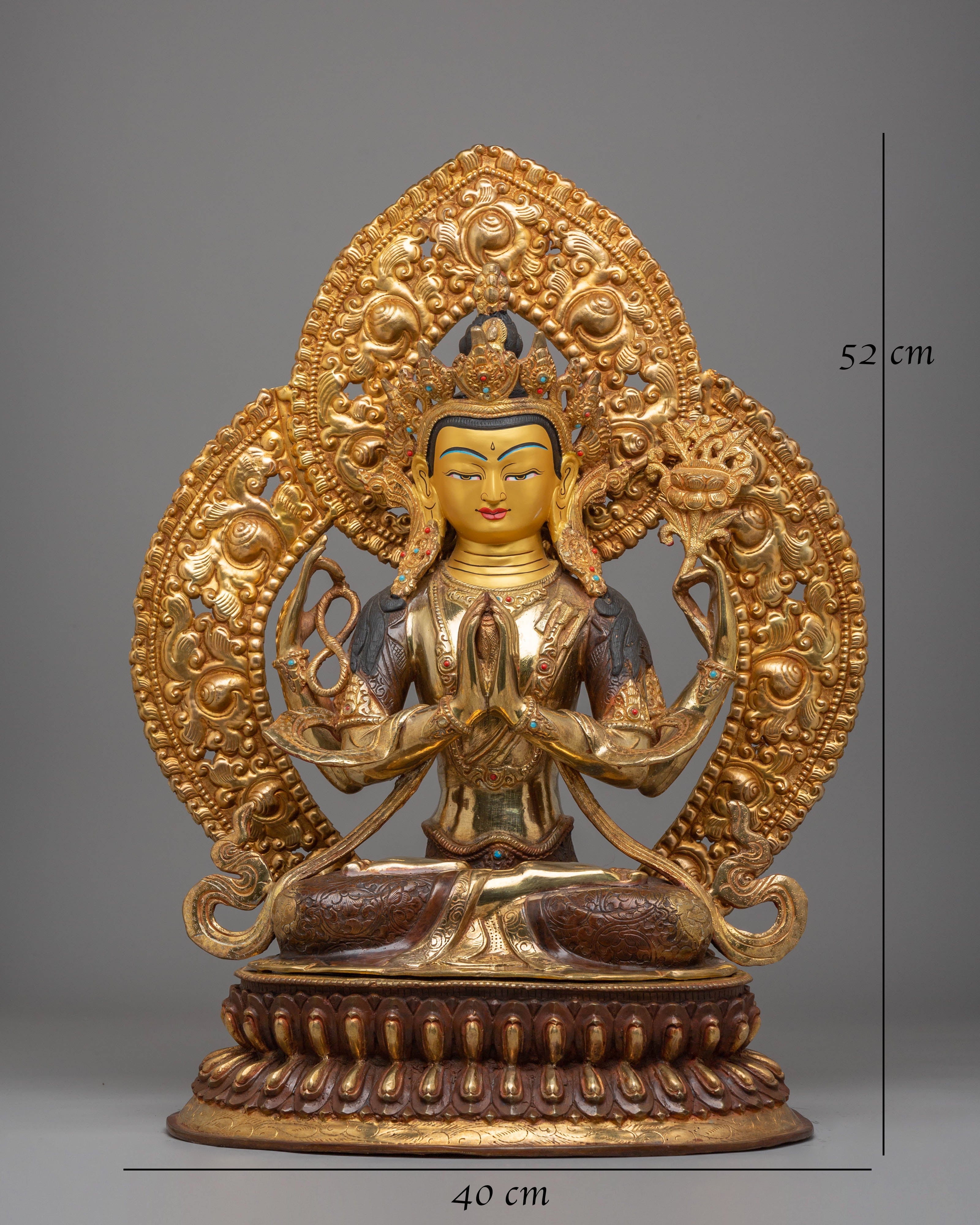 Handmade Golden Chenrezig Statue