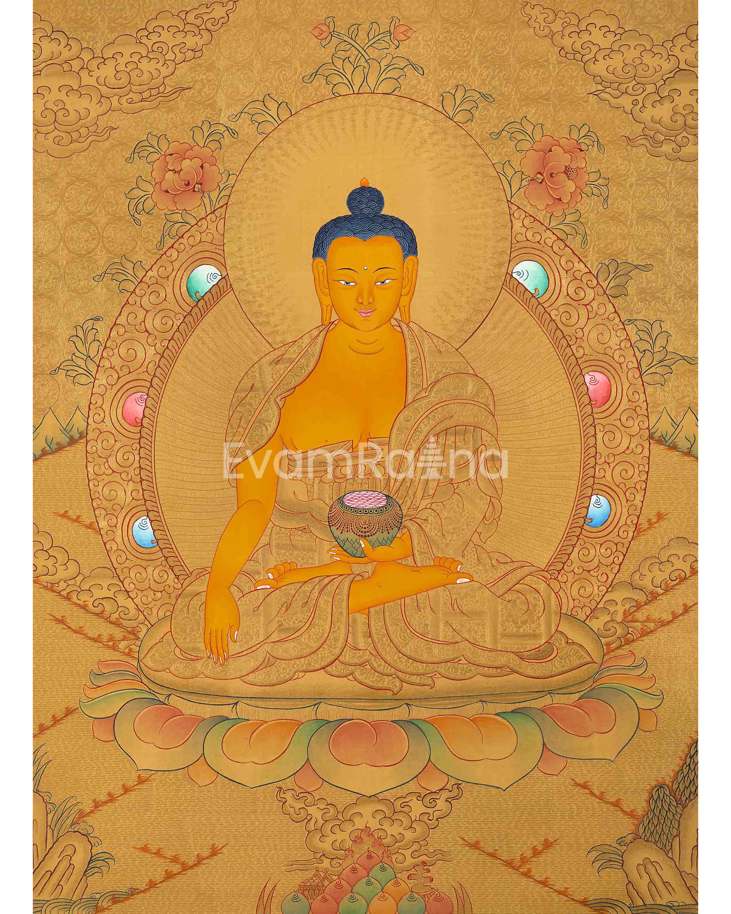 Original Hand-Painted 24K Gold Shakyamuni Buddha