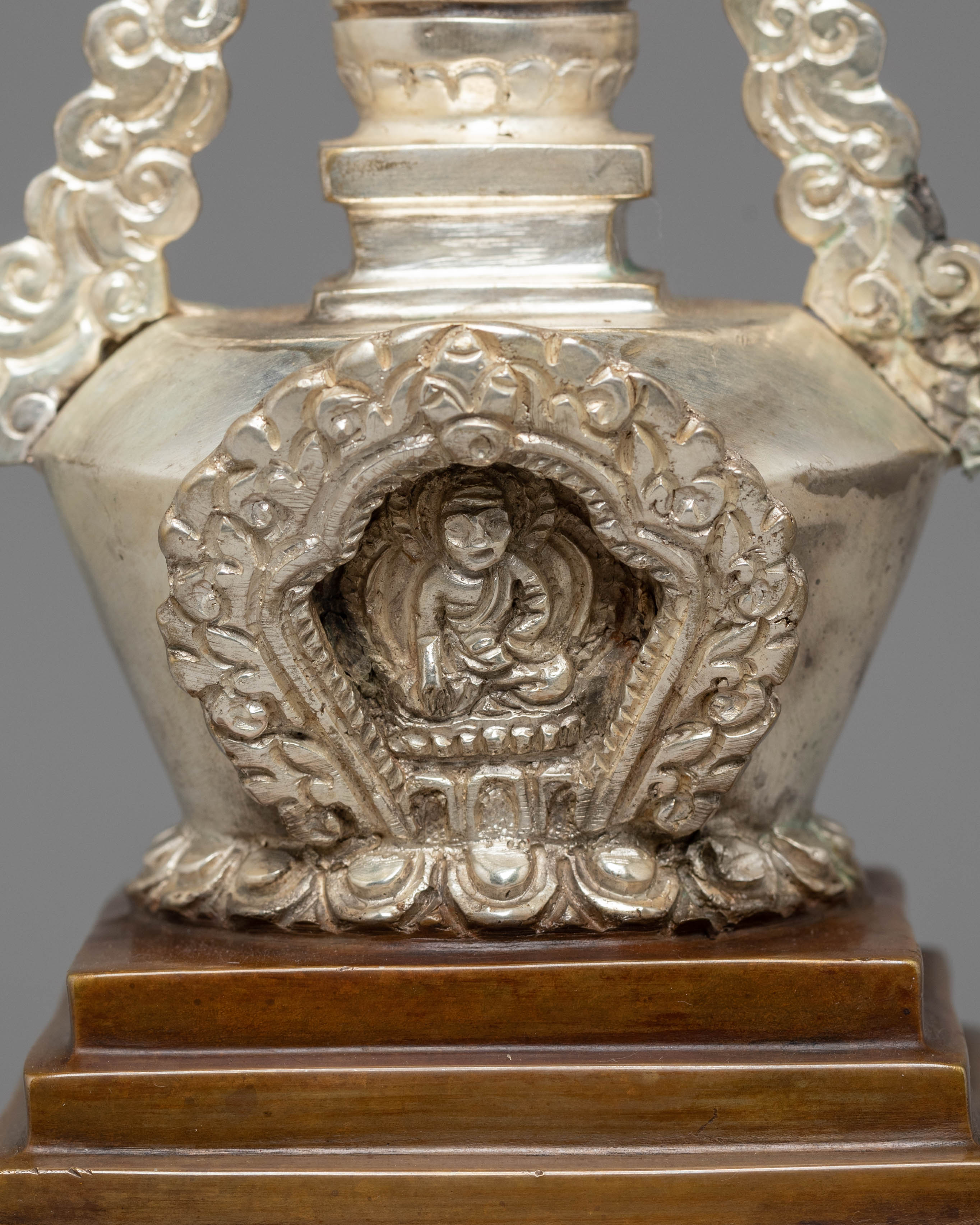 Handmade Silver Plated Stupa for Altar | Tibetan Ritual Stupa