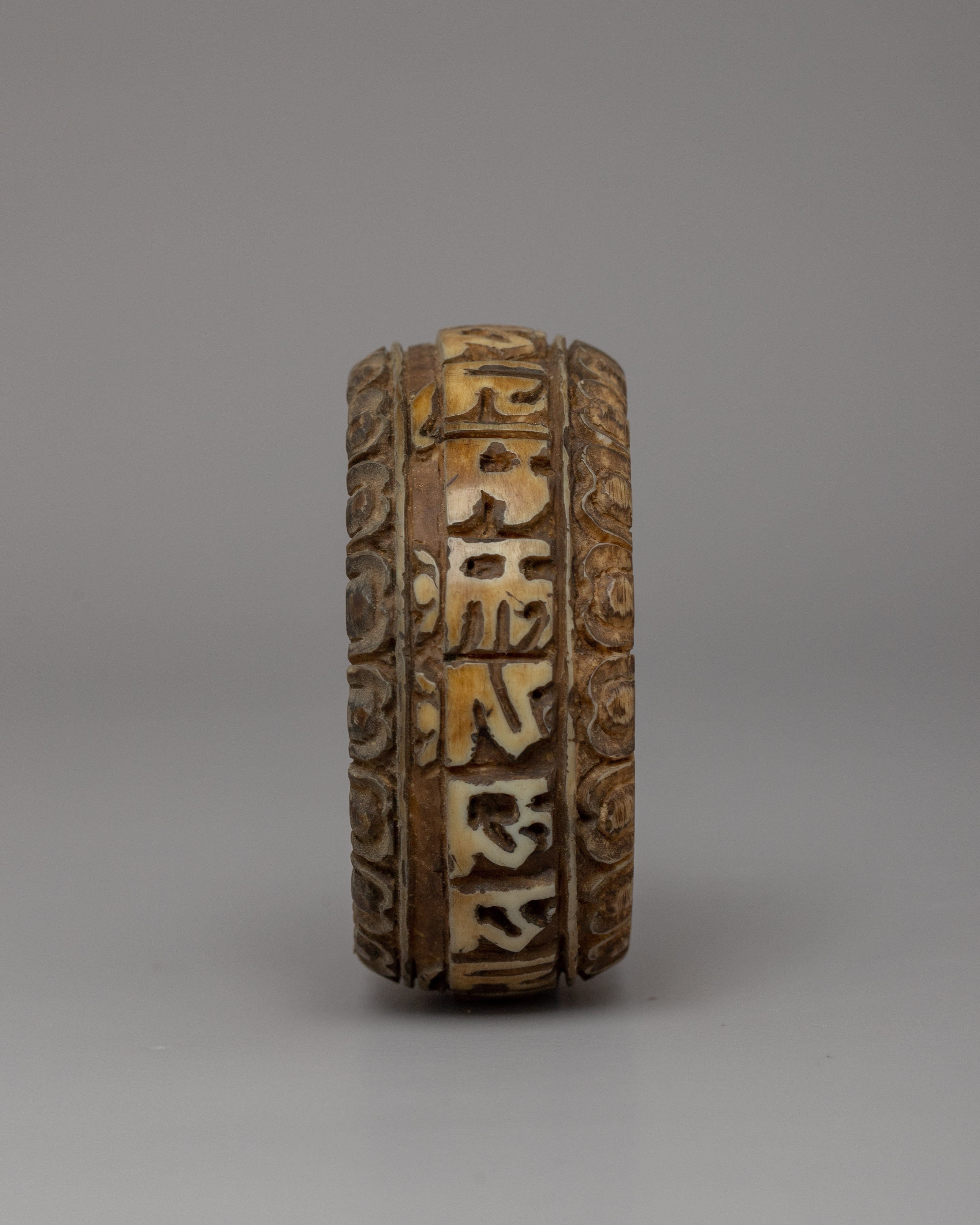 Traditionally Handcarved Mani Mantra Bangle | Tibetan Om Mani Padme Hum