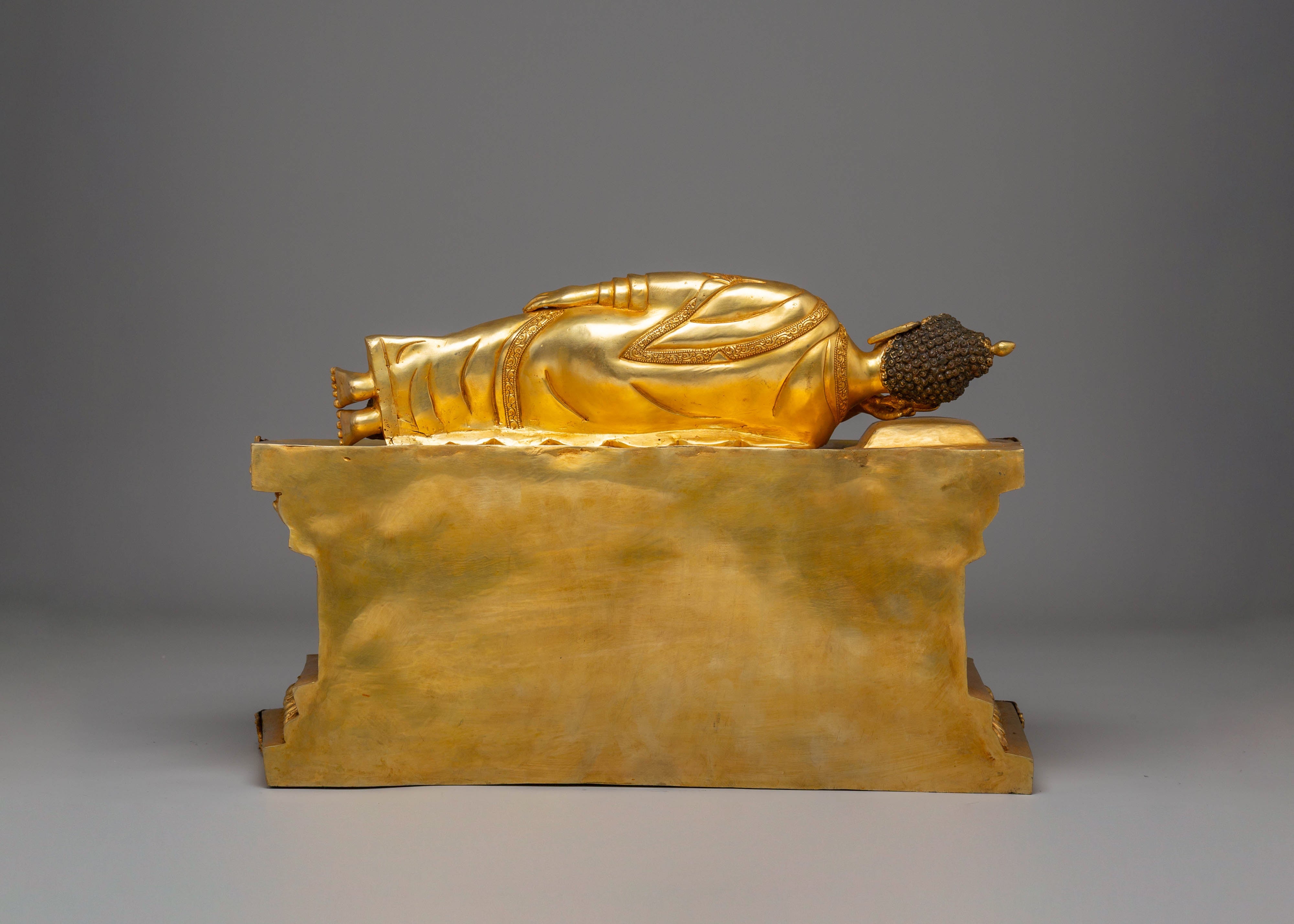 Handcrafted Sleeping Buddha Golden Statue | Symbol of Peace and Parinirvana