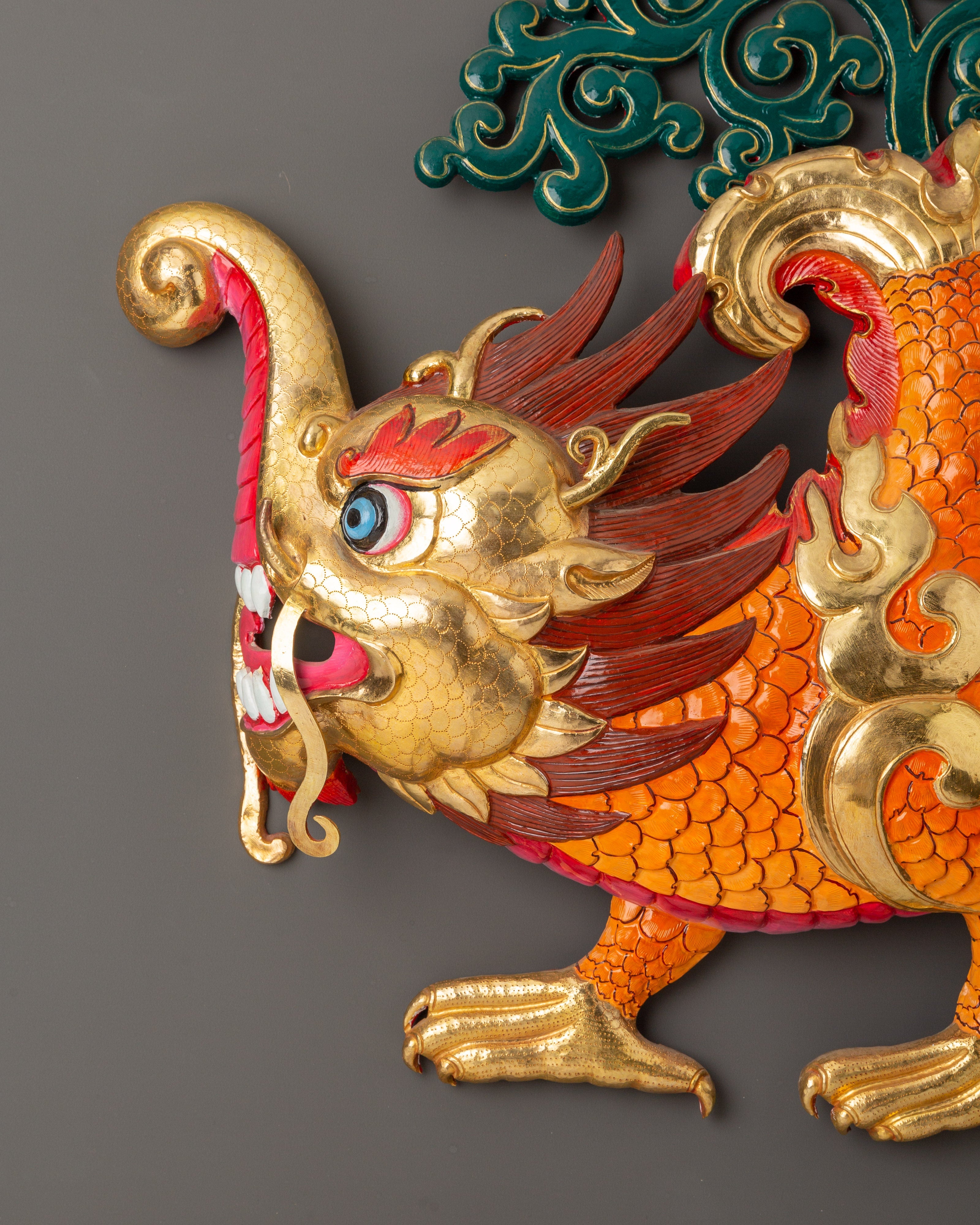 Gold Plated Dragon Wall Hanging Set | Symbol of Power & Prosperity