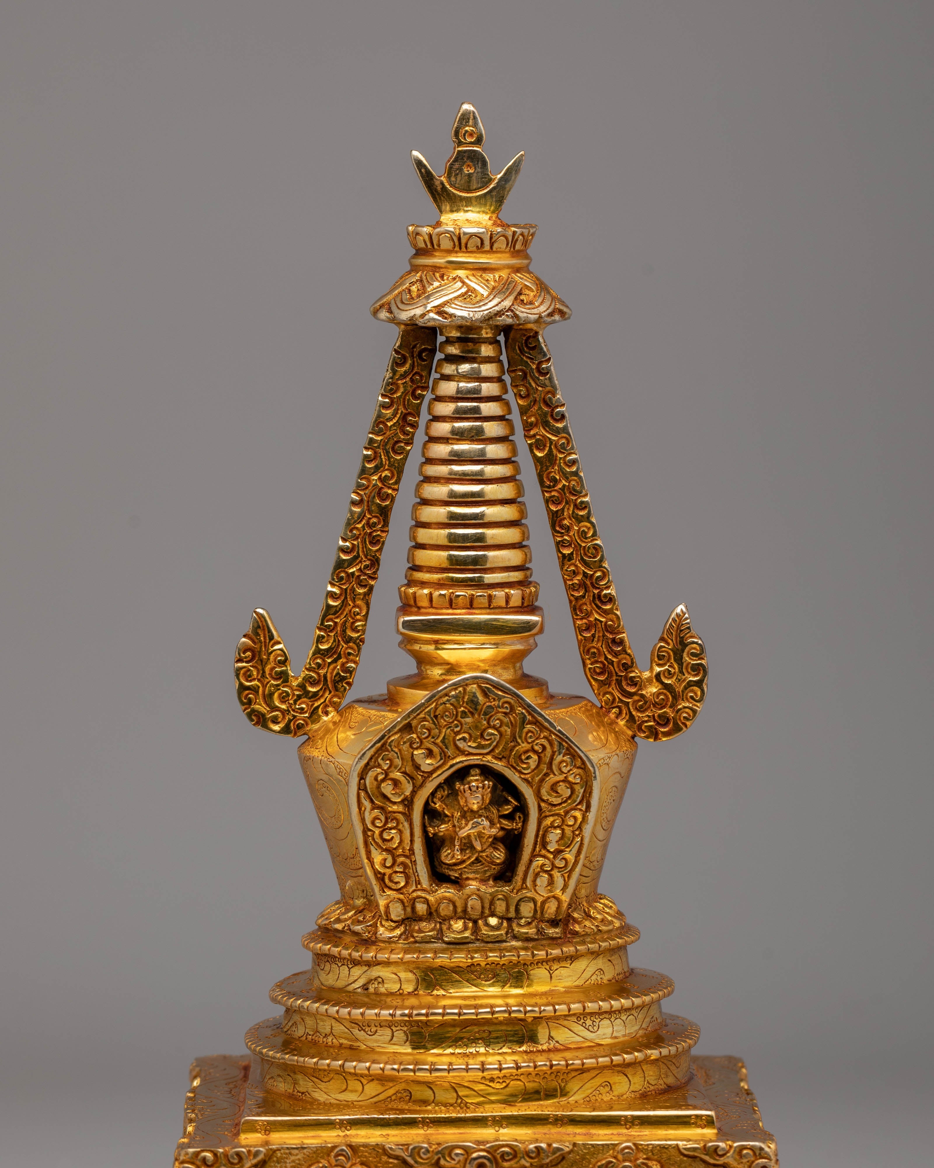 Buddhist Handcrafted Stupa for Rituals | Sacred Tibetan Stupa Art