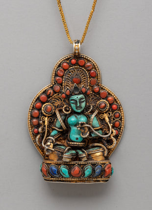Gold-plated Turquoise Coral Pendant