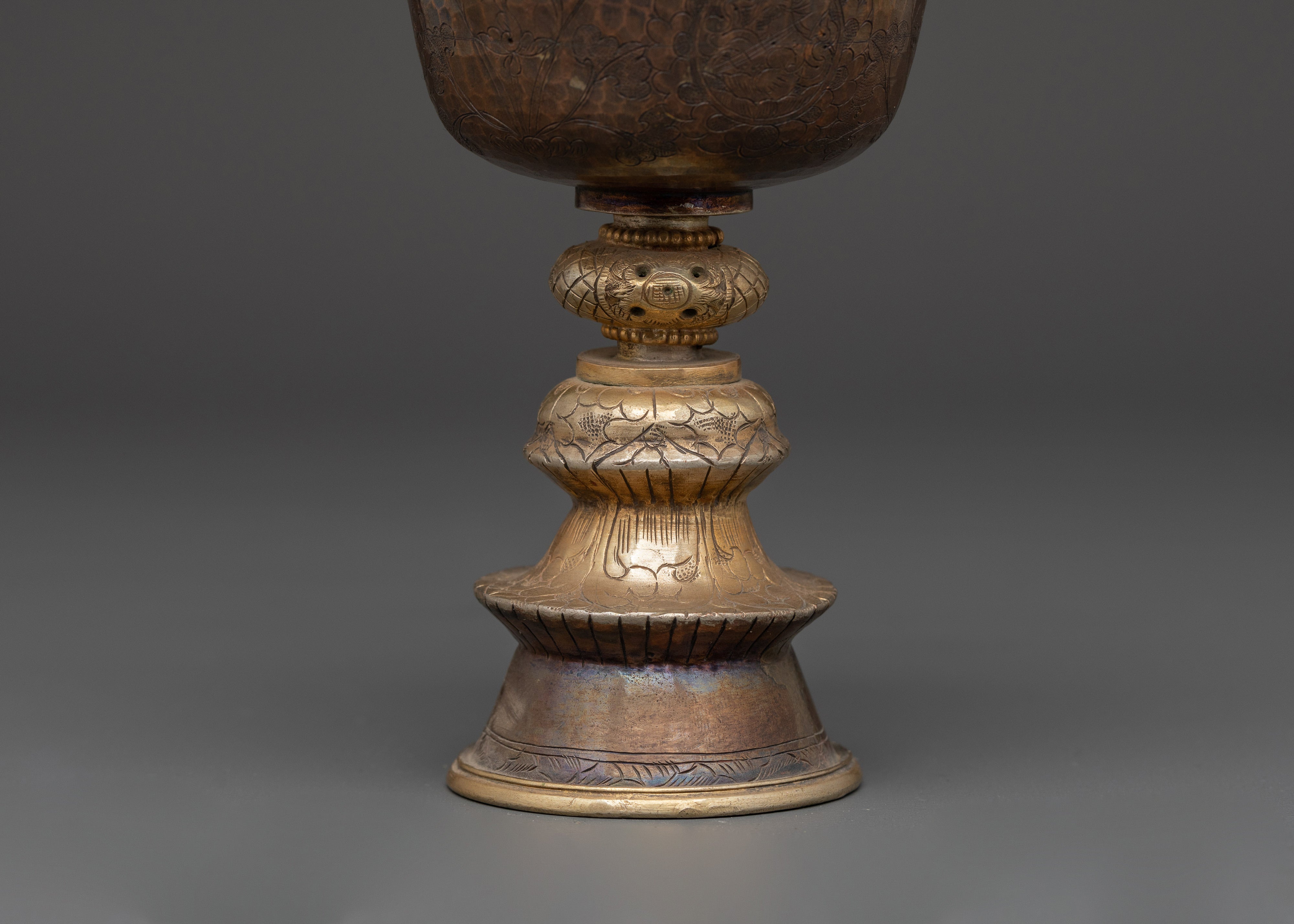 Buddhist Offering Vessel Lamp | Gold Gilded Altar Bowl