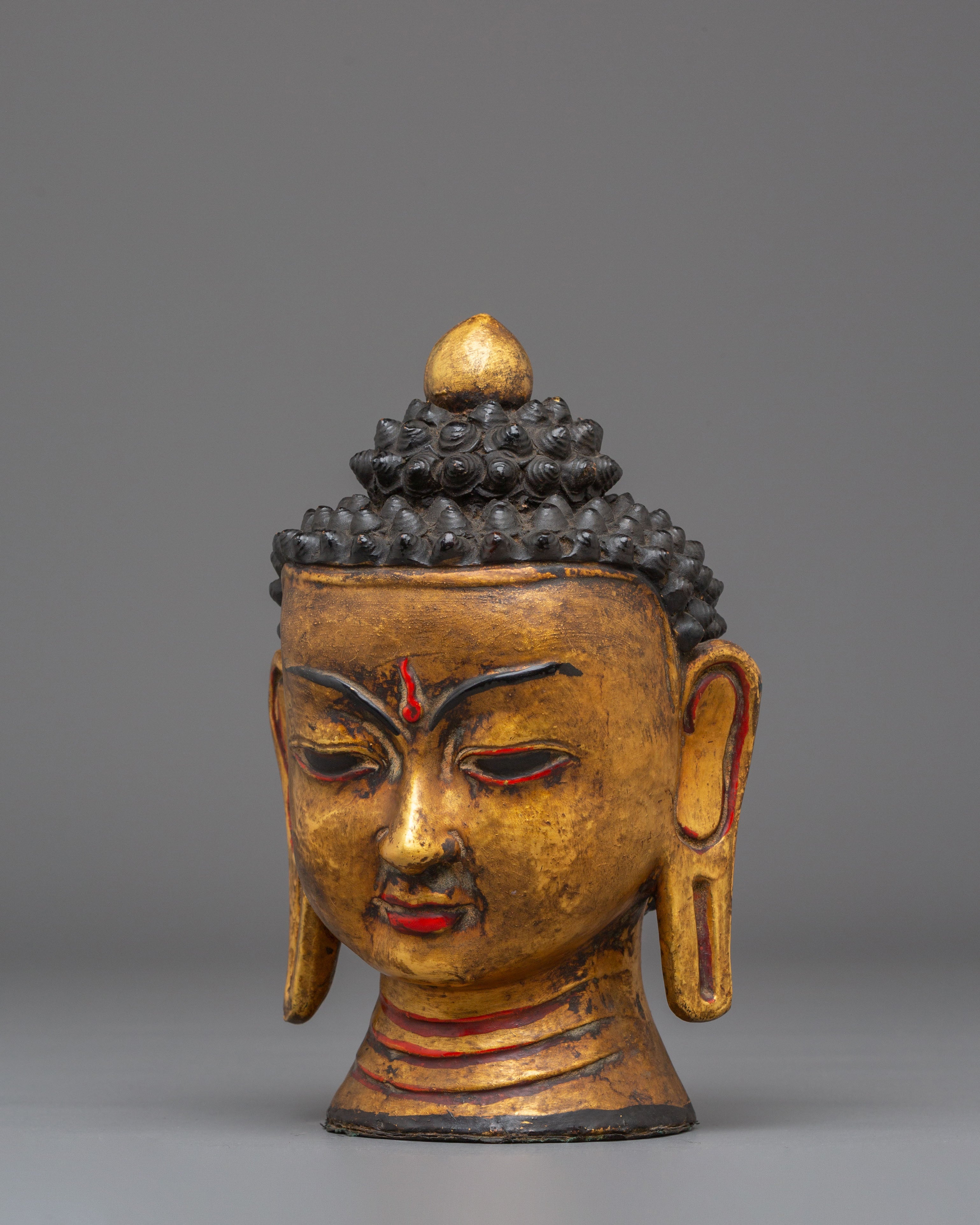 Handcrafted Wood Buddha Head | Acrylic Color Art for Meditation and Peace