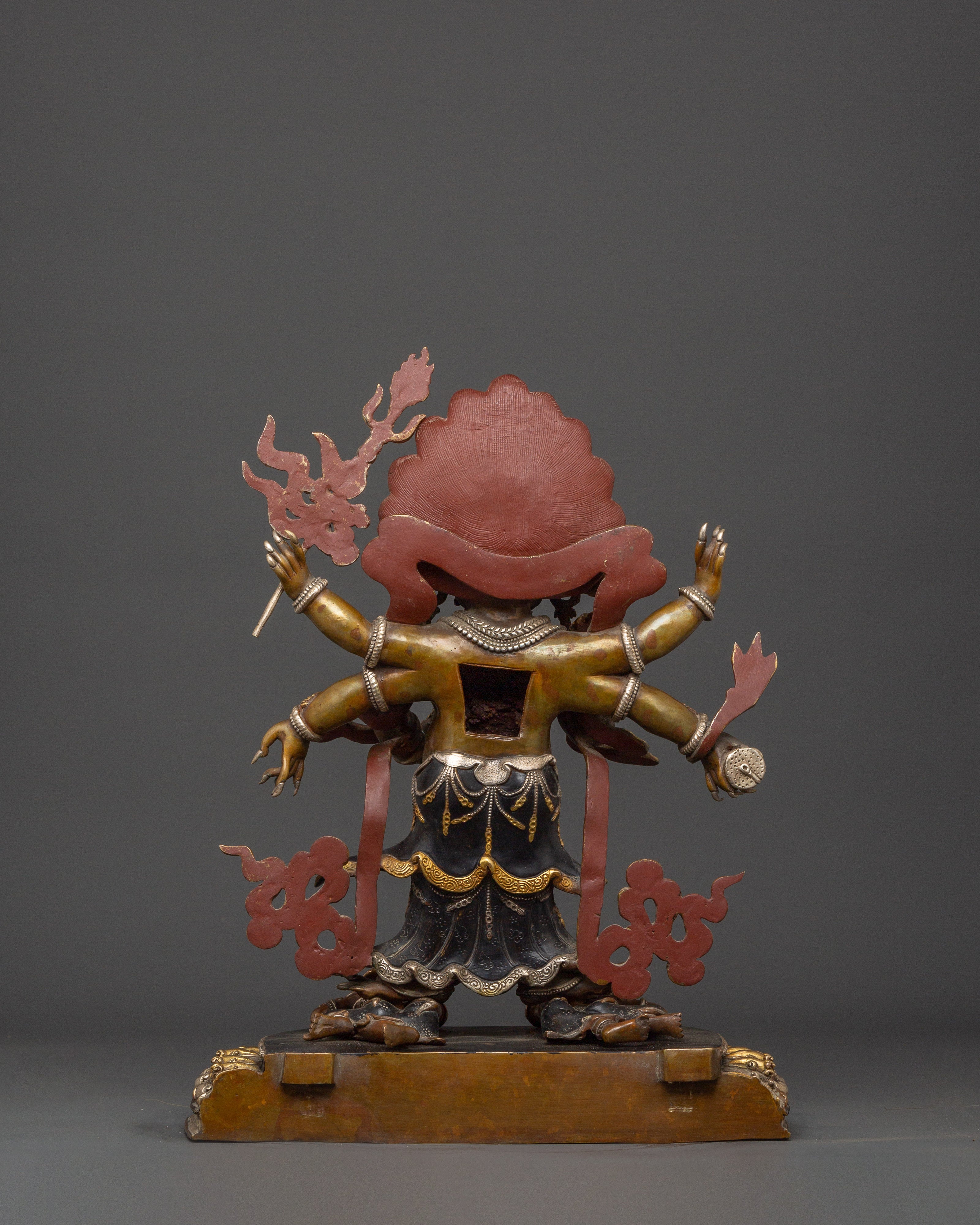 White Mahakala Wrathful Form – Tibetan Protector Deity Statue