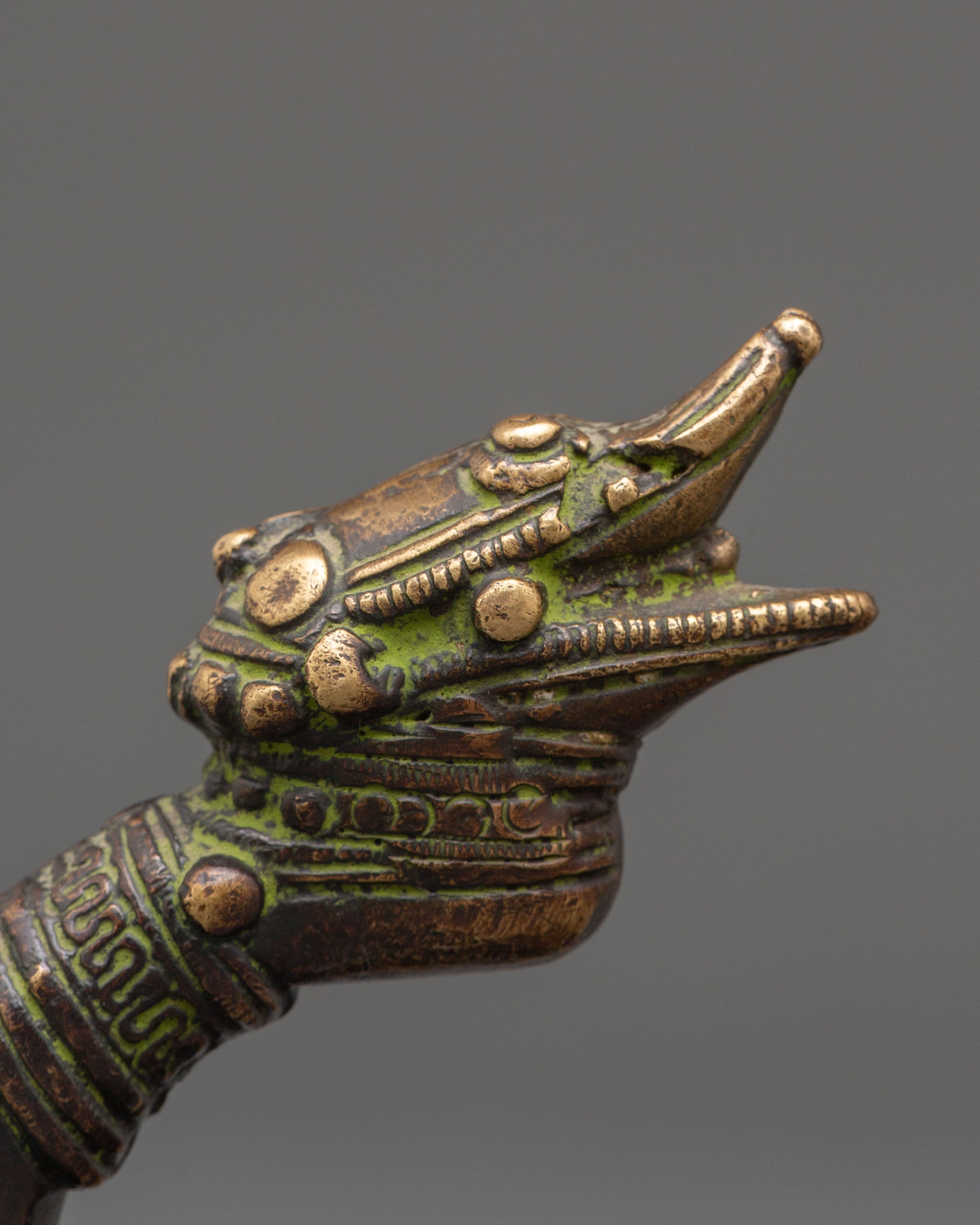 Handcrafted Makara Door Handle | Traditional Brass Dragon Cabinet Pull Hardware