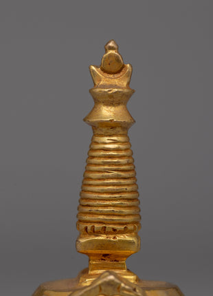Gold-Plated Copper Stupa Chaitya | A Symbol of Spiritual Enlightenment