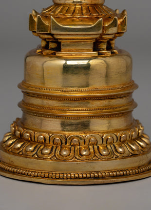 Traditional Buddhist Stupa Statue for Meditation | Antique-Style Pagoda Sculpture | Gift Idea From Nepal
