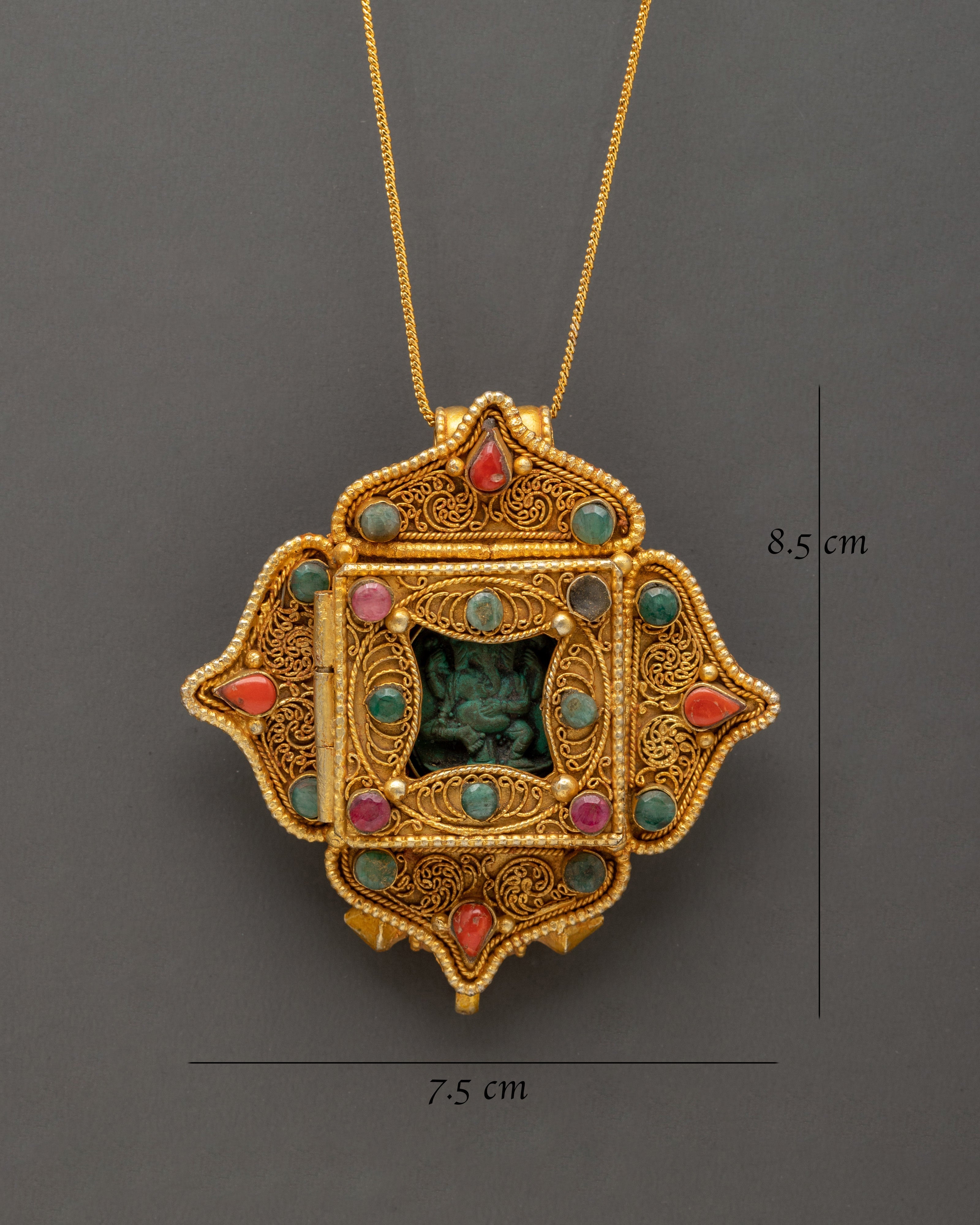 Ganesh Ghau Box Locket | A Sacred Tibetan Amulet with Filigree Work