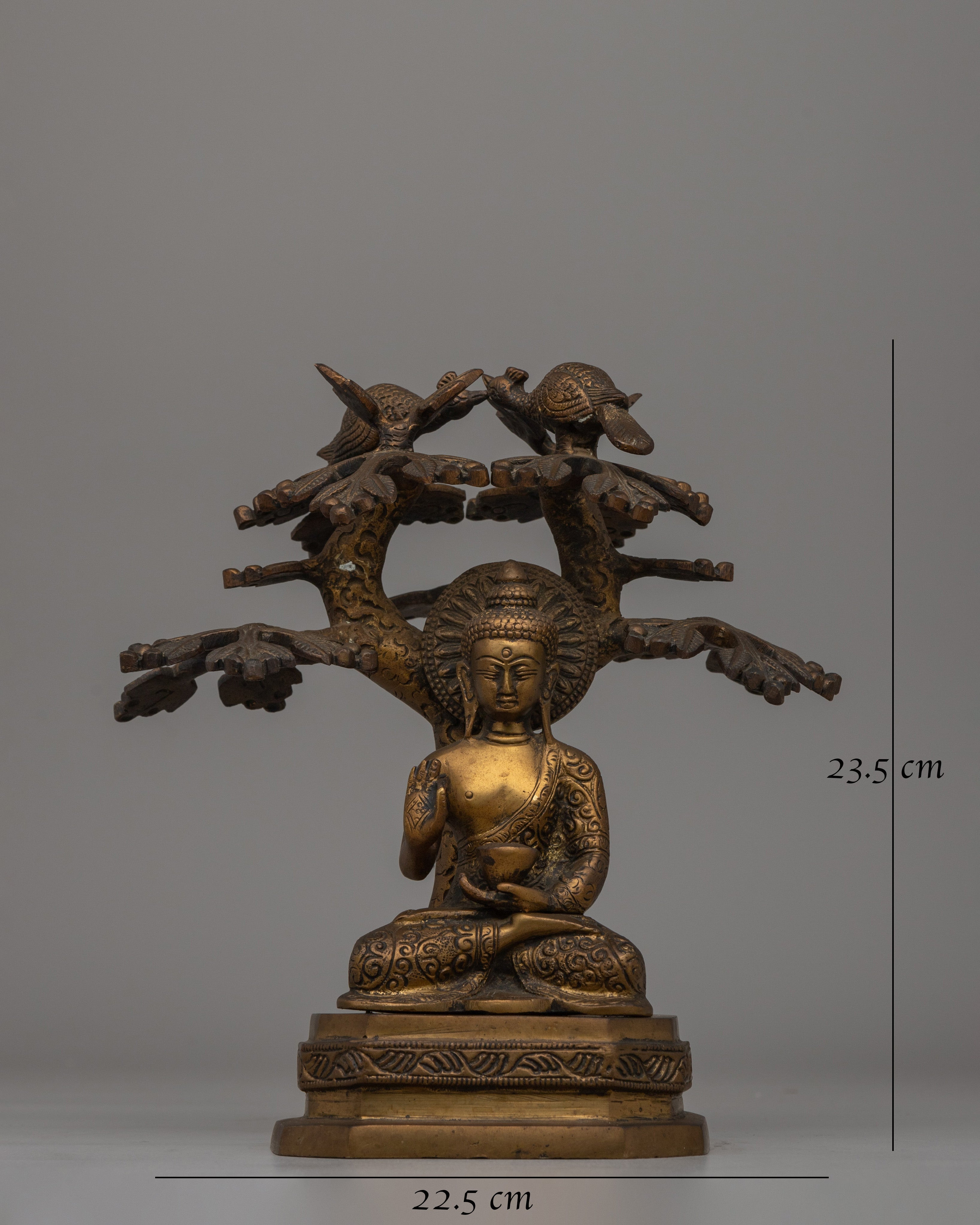 Amoghasiddhi Buddha Under Tree | Handcrafted Brass Statue for Serenity