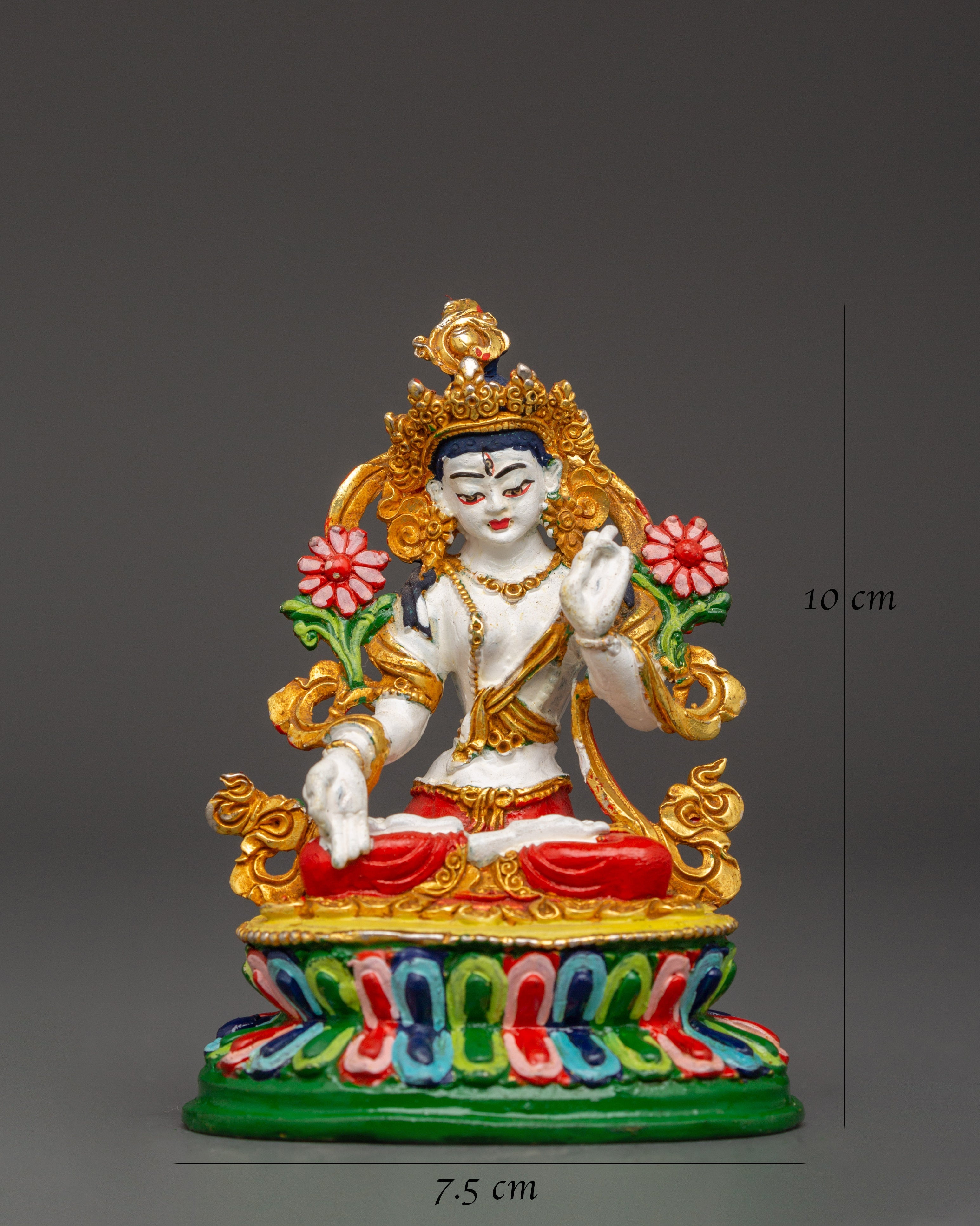 Gold Plated White Tara Statue | Home Decor